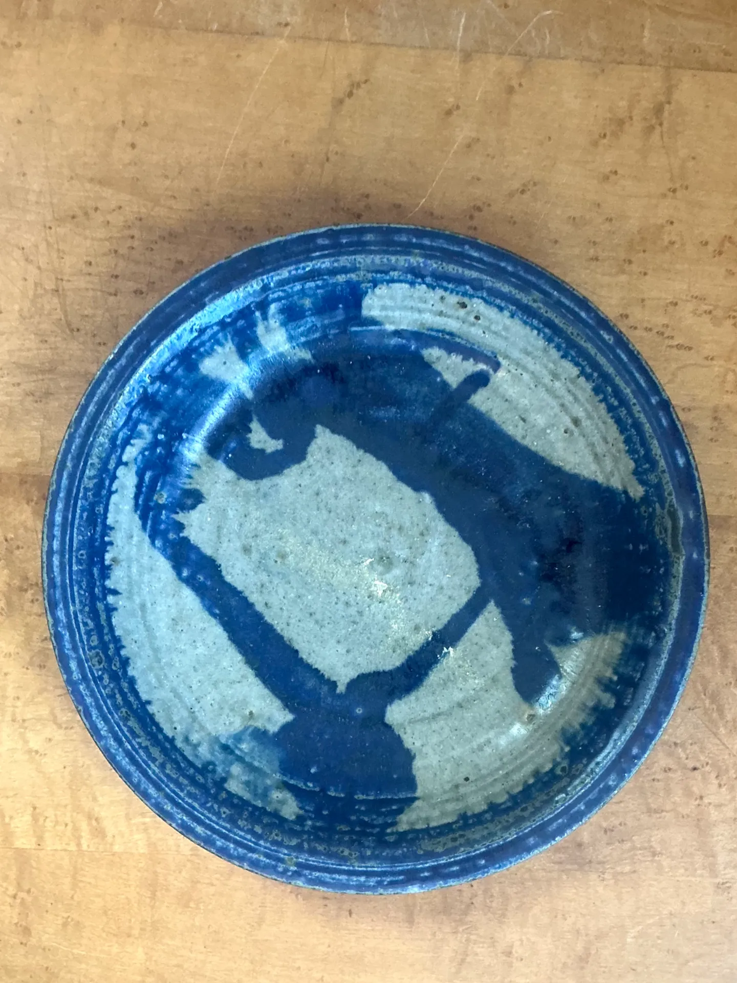 Vintage Blue Abstract Ceramic Bowl — additional photo 7
