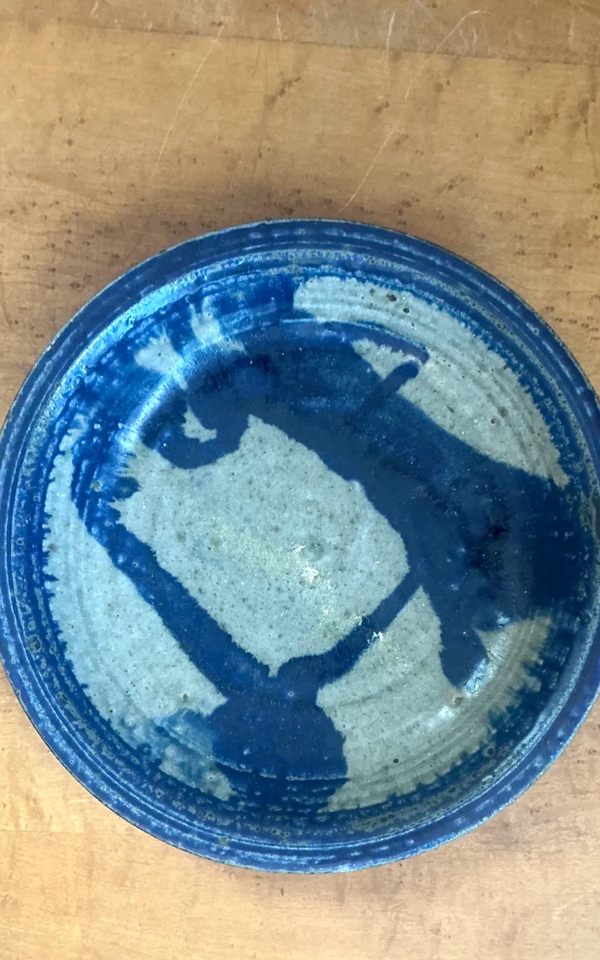 Vintage Blue Abstract Ceramic Bowl — additional photo 7