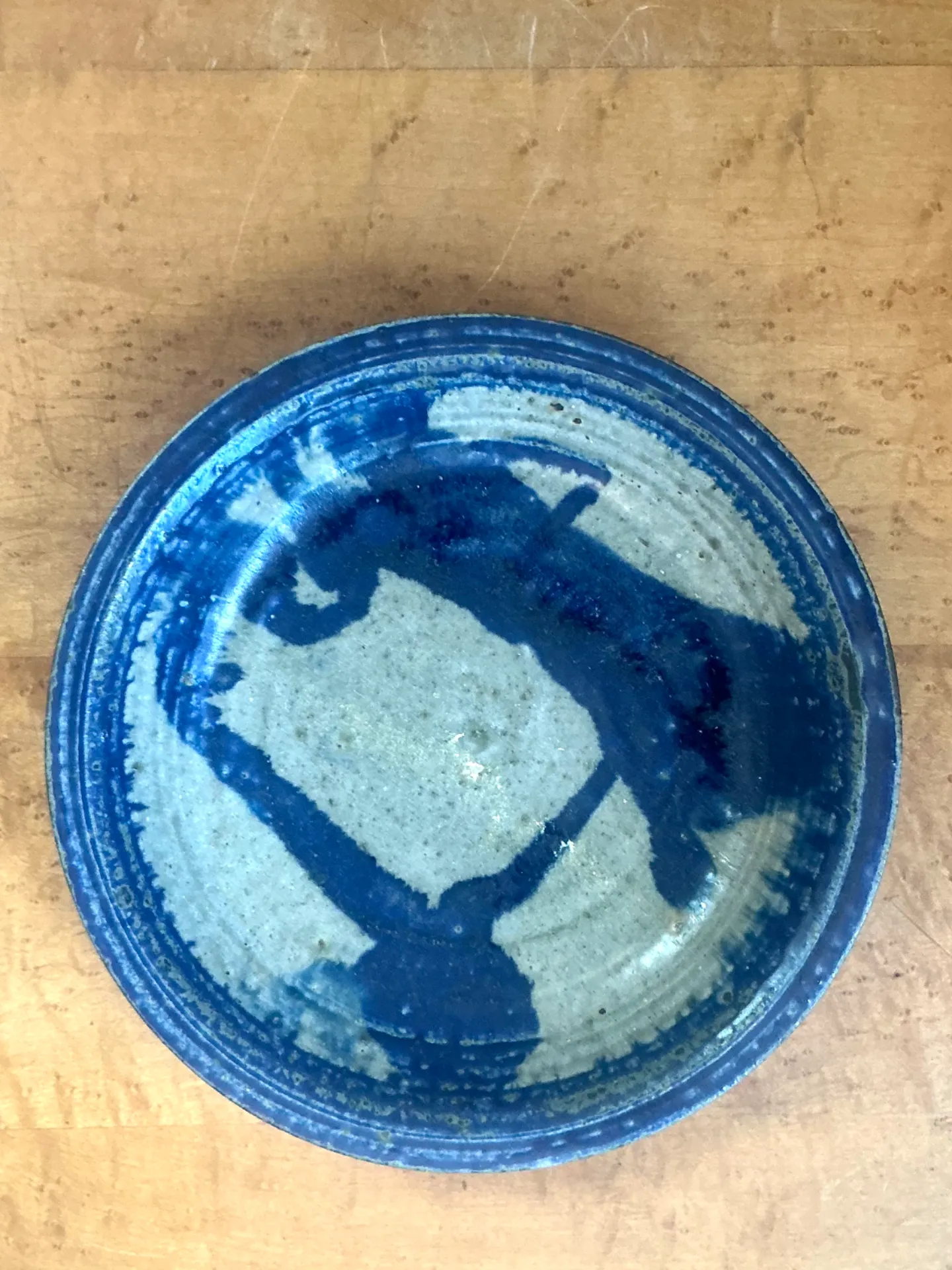 Vintage Blue Abstract Ceramic Bowl — additional photo 2