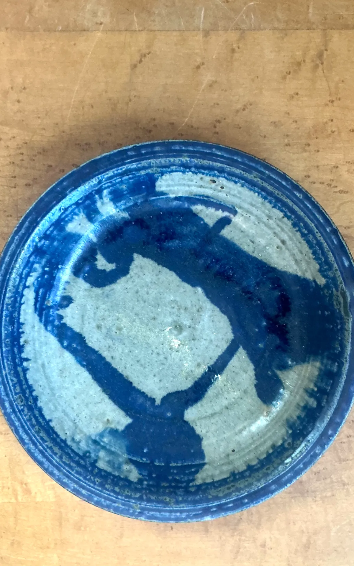 Vintage Blue Abstract Ceramic Bowl — additional photo 2