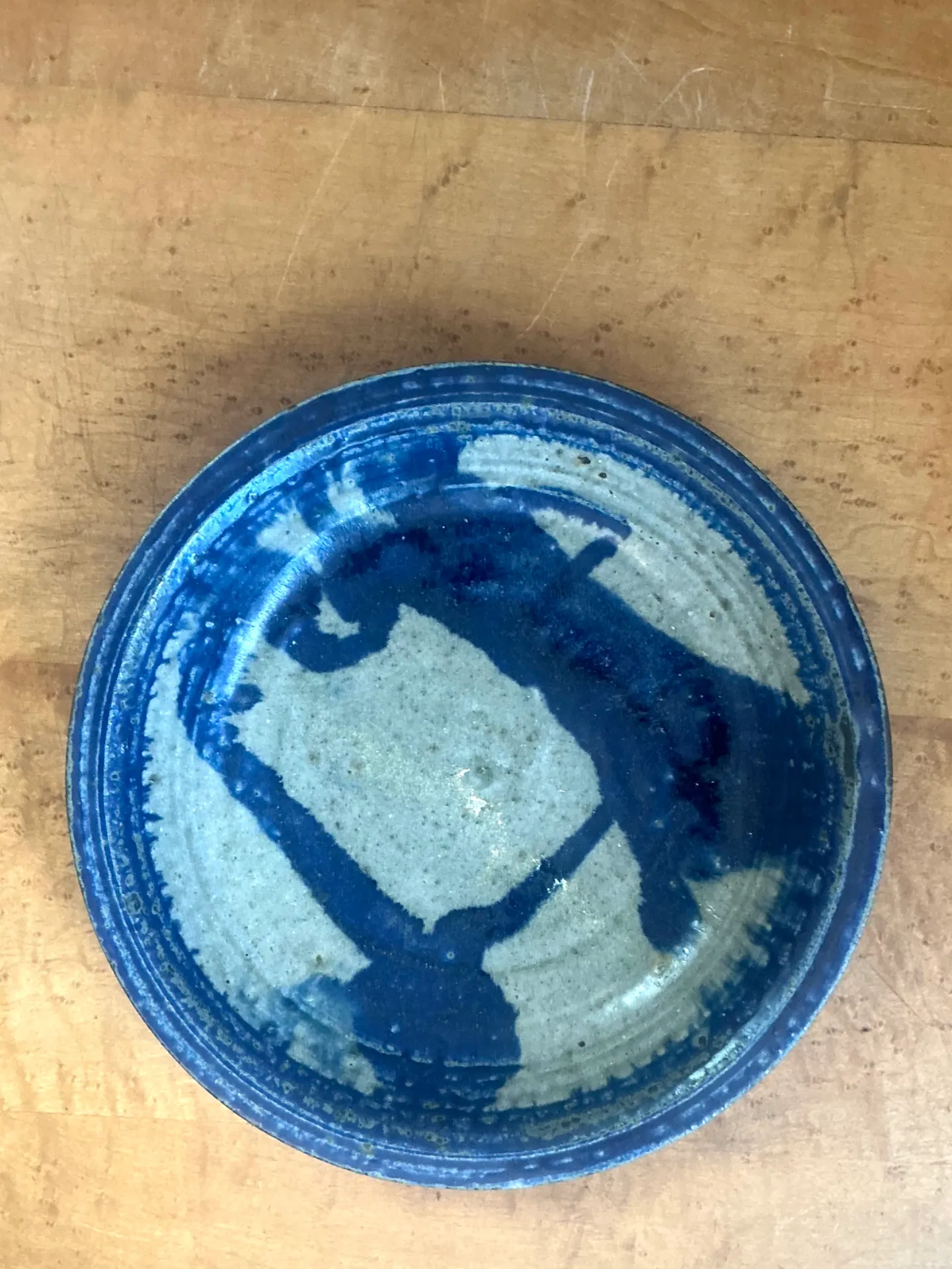 Vintage Blue Abstract Ceramic Bowl — additional photo 5