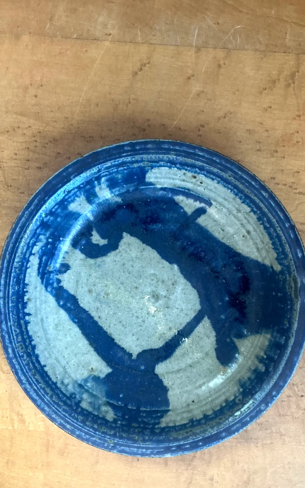 Vintage Blue Abstract Ceramic Bowl — additional photo 5