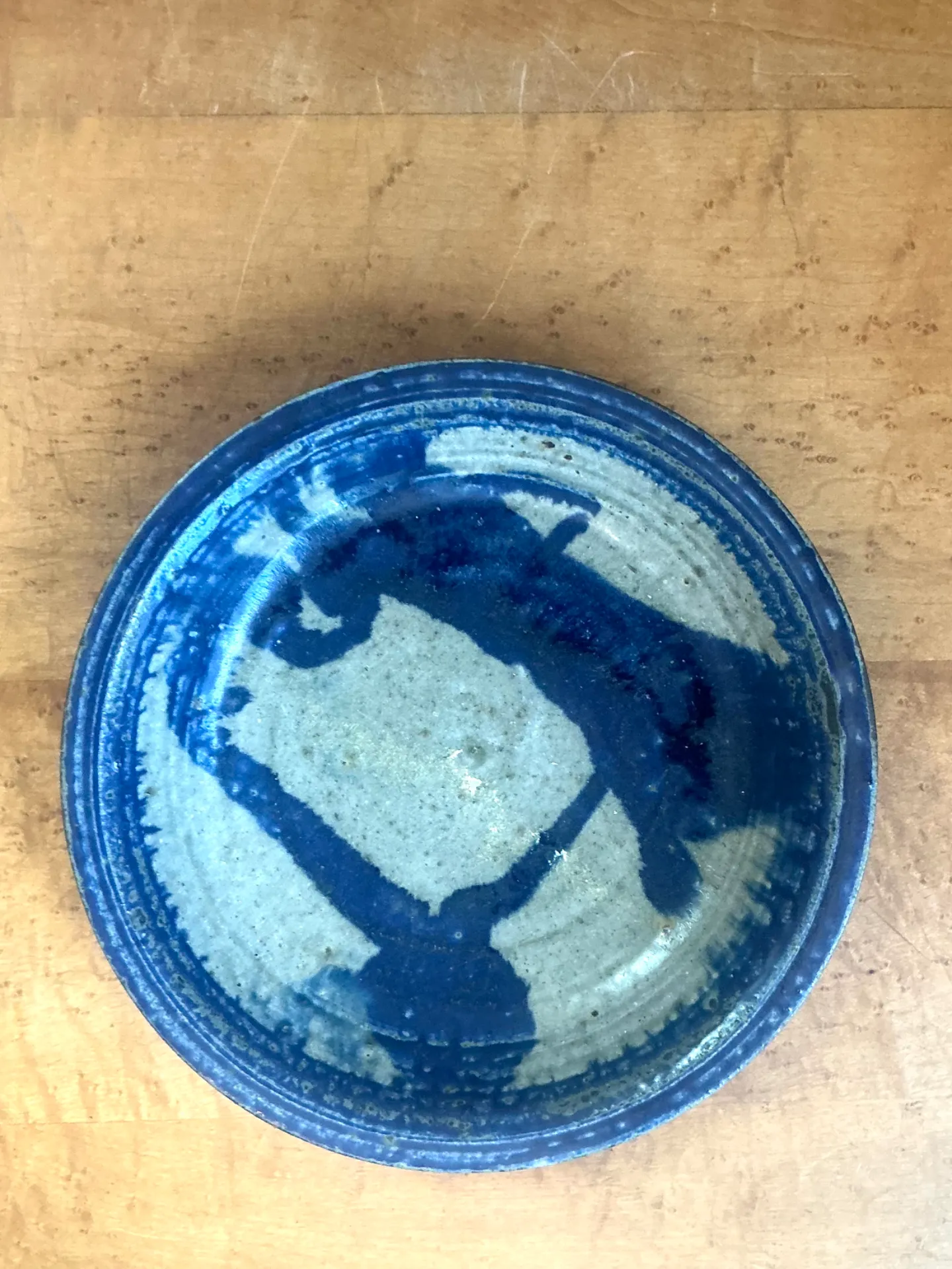 Vintage Blue Abstract Ceramic Bowl — additional photo 6