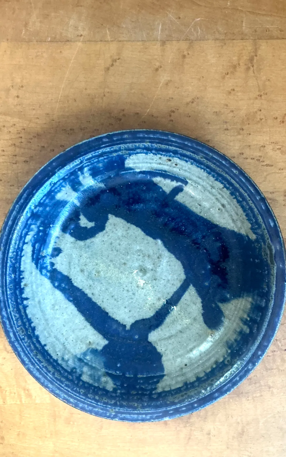 Vintage Blue Abstract Ceramic Bowl — additional photo 6