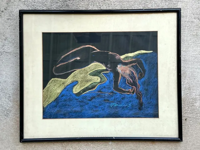 Vintage Abstract Nude Pastel Drawing — additional photo 5