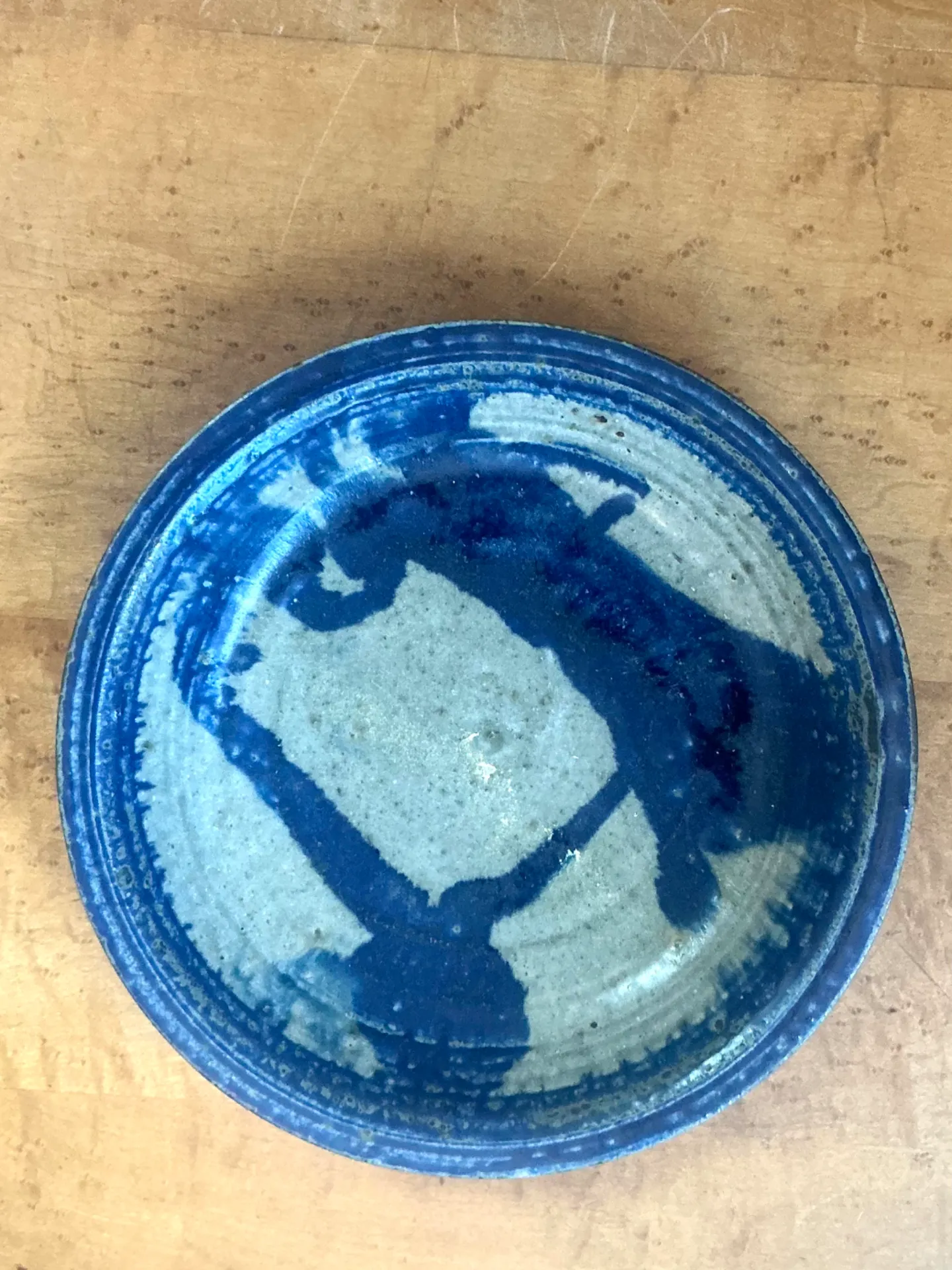 Vintage Blue Abstract Ceramic Bowl — additional photo 4