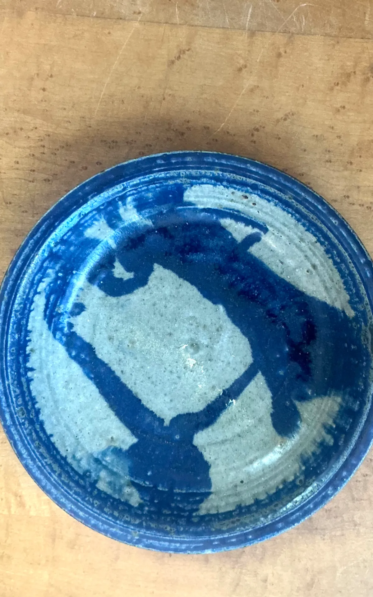 Vintage Blue Abstract Ceramic Bowl — additional photo 4