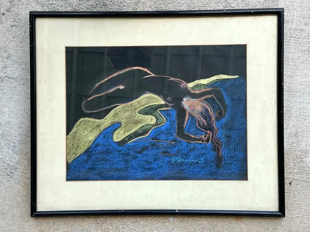 Vintage Abstract Nude Pastel Drawing — additional photo 7