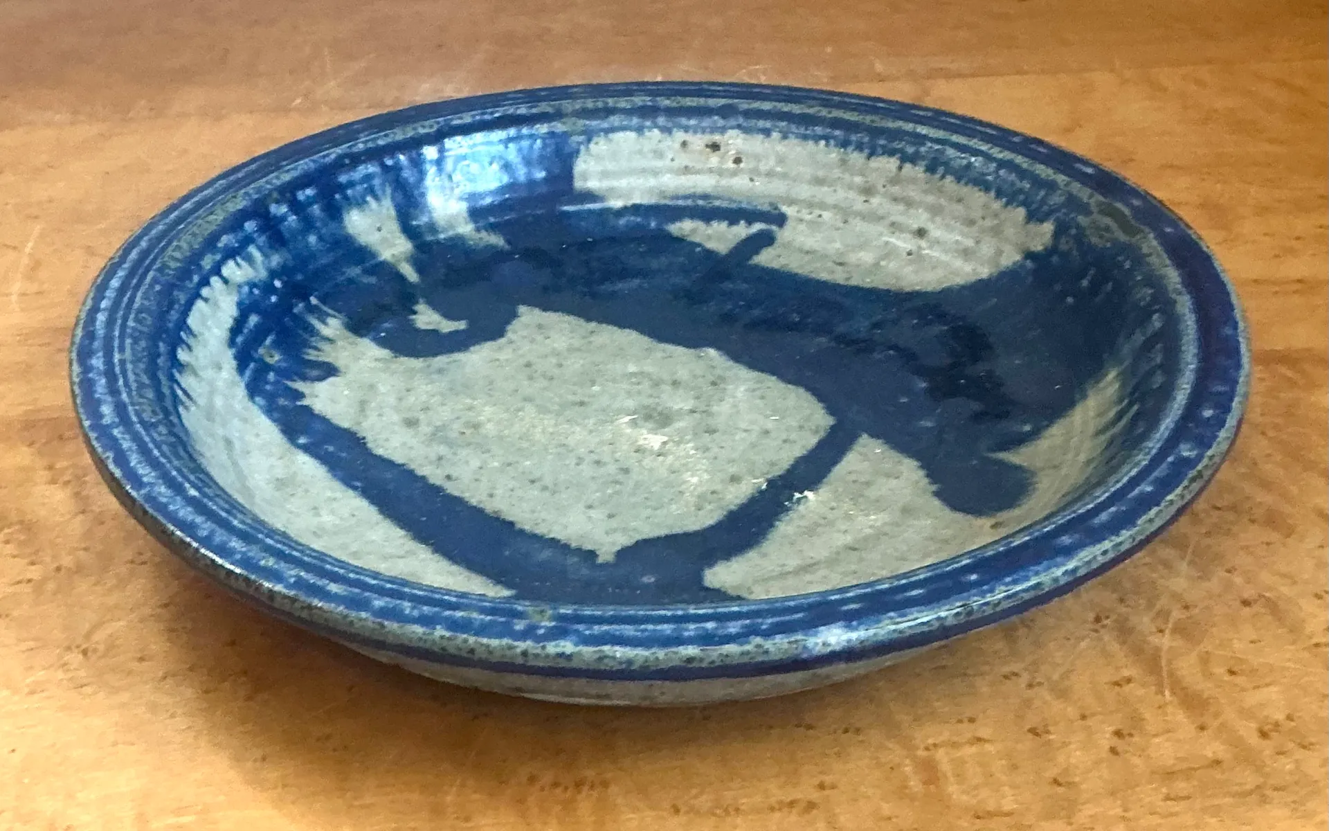 Vintage Blue Abstract Ceramic Bowl — additional photo 1