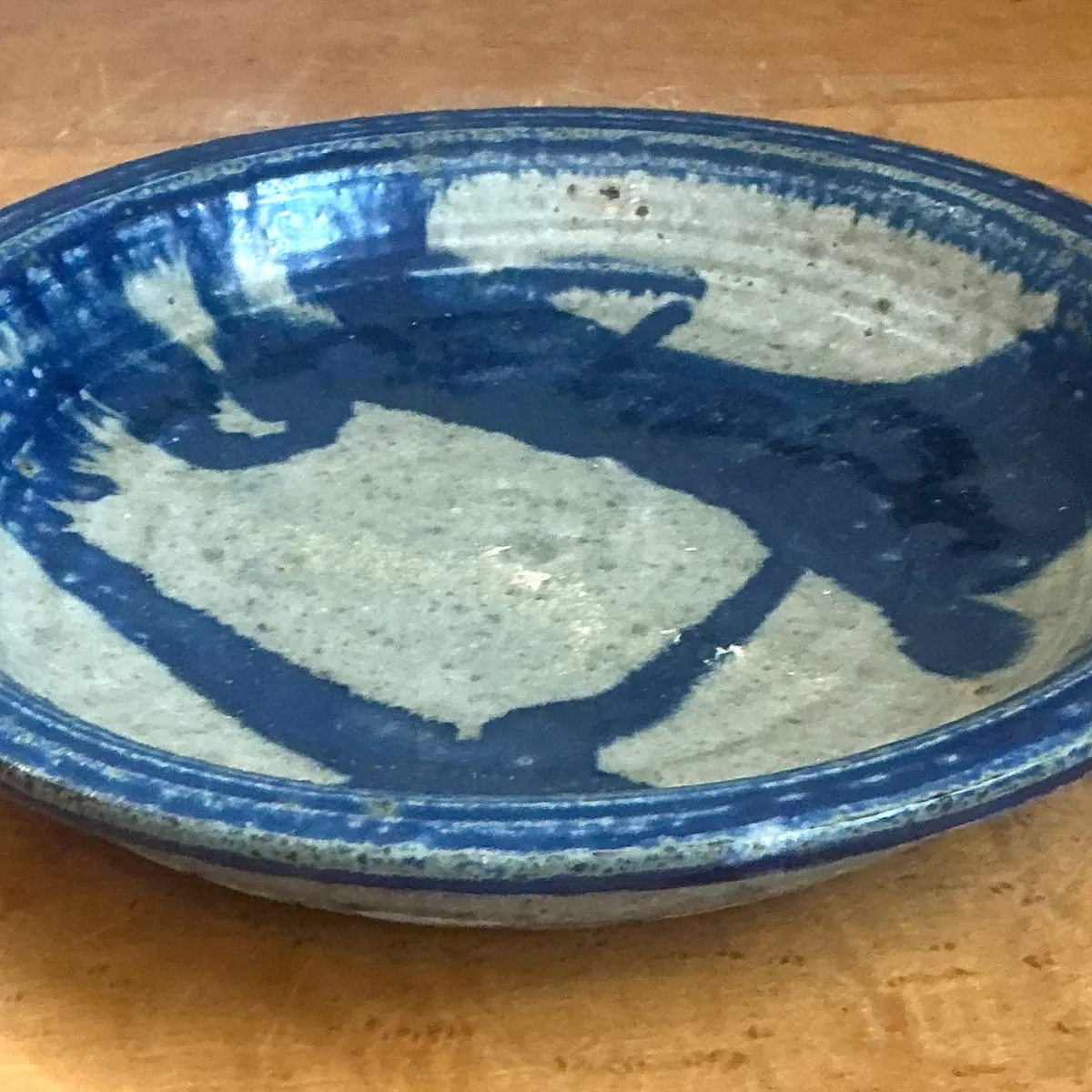 Vintage Blue Abstract Ceramic Bowl