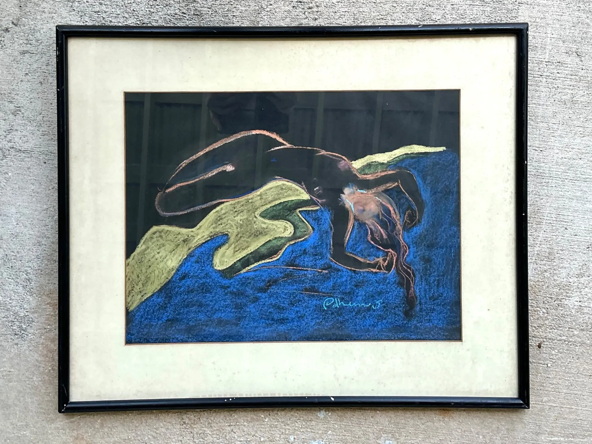Vintage Abstract Nude Pastel Drawing — additional photo 4