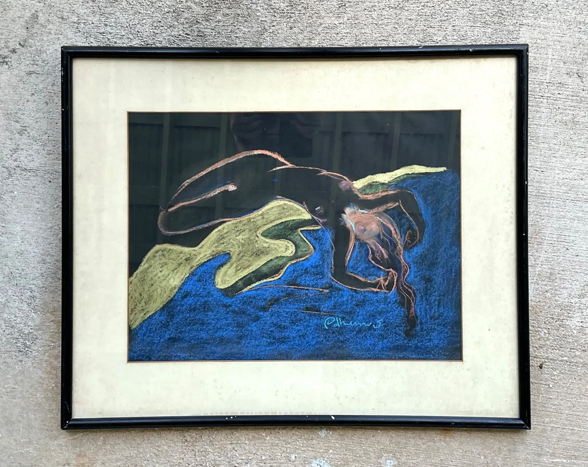 Vintage Abstract Nude Pastel Drawing — additional photo 3