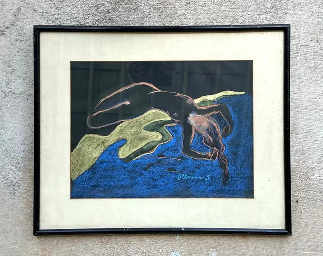 Vintage Abstract Nude Pastel Drawing — additional photo 3