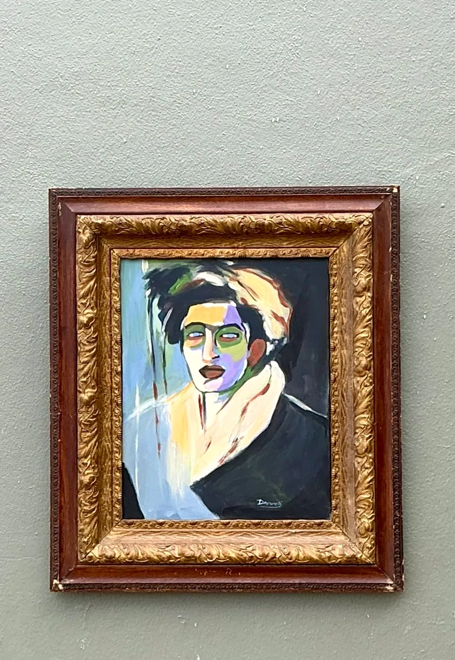Vintage Expressionist Portrait Oil on Canvas — additional photo 8