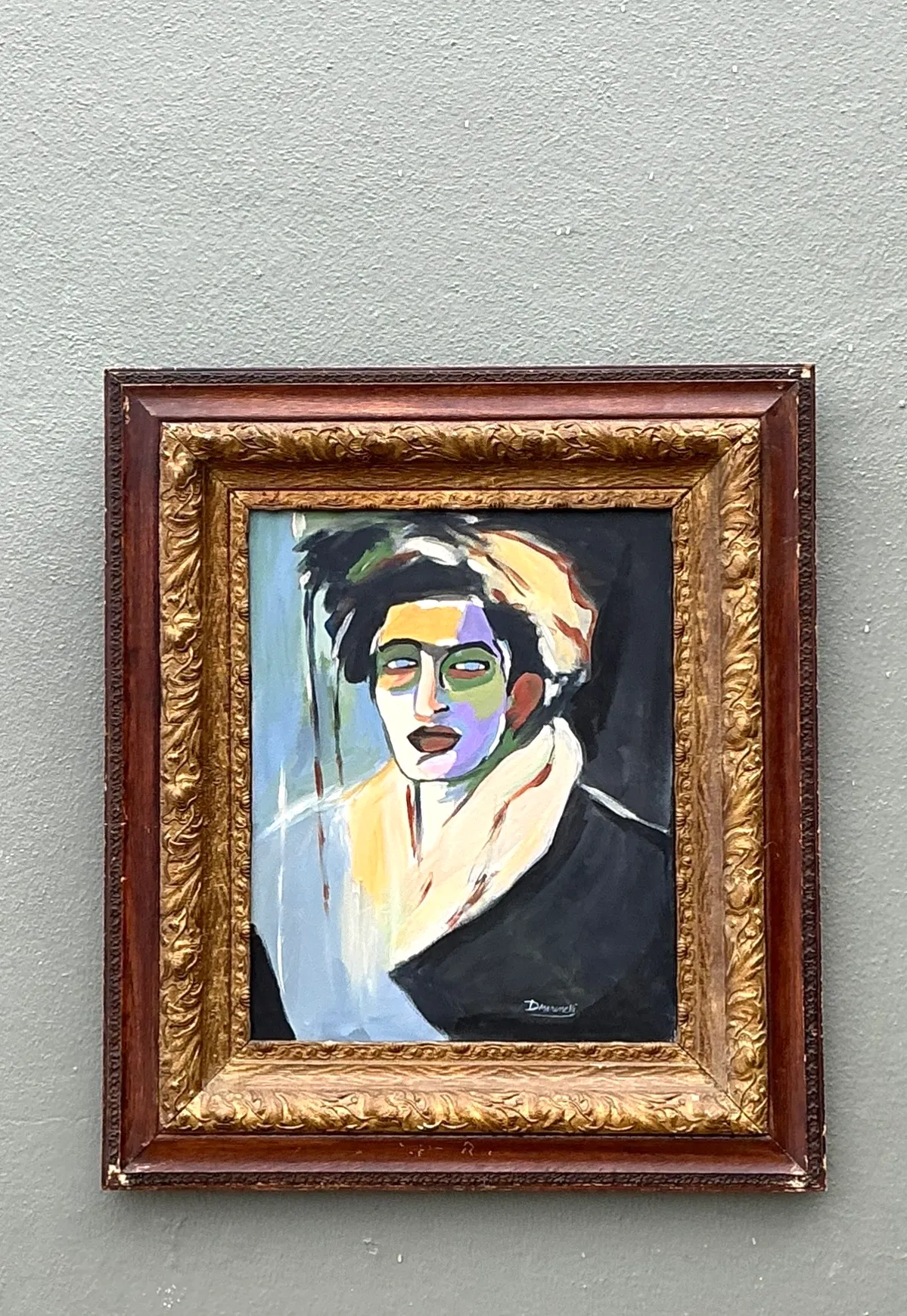 Vintage Expressionist Portrait Oil on Canvas — additional photo 3