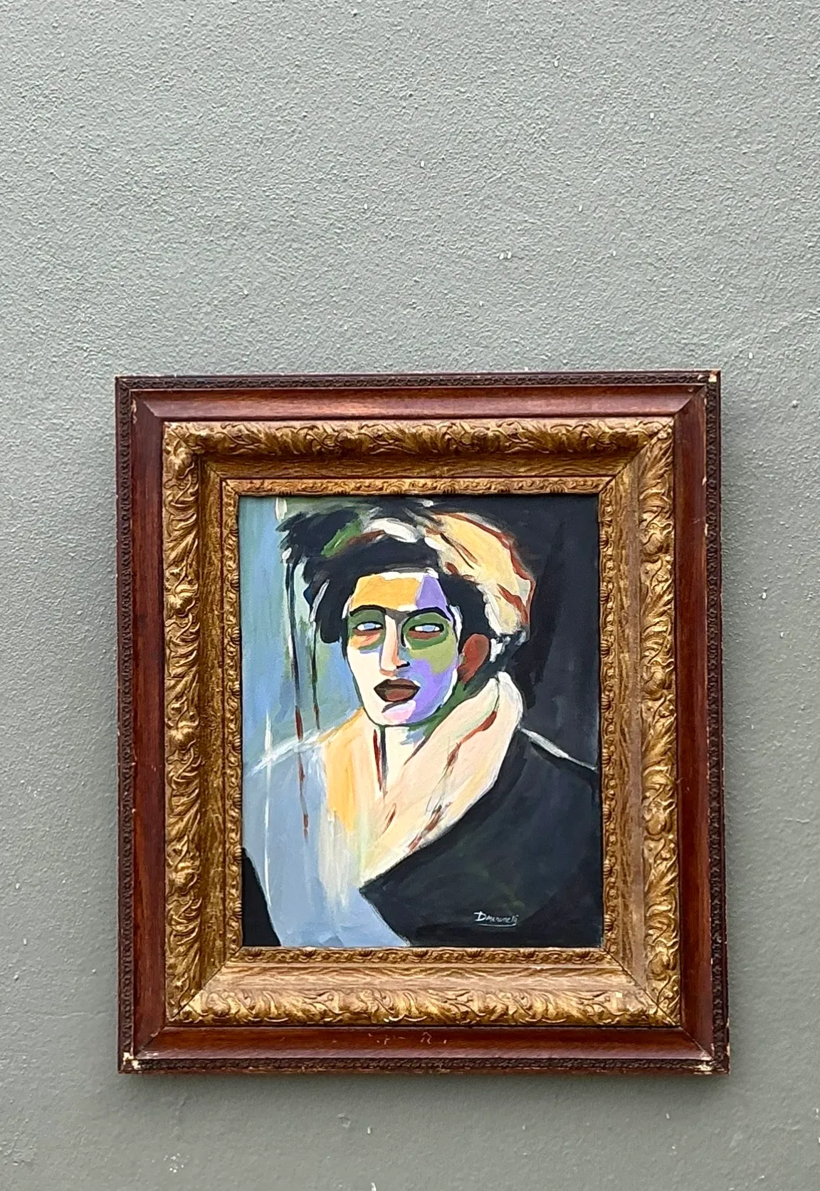 Vintage Expressionist Portrait Oil on Canvas — additional photo 6