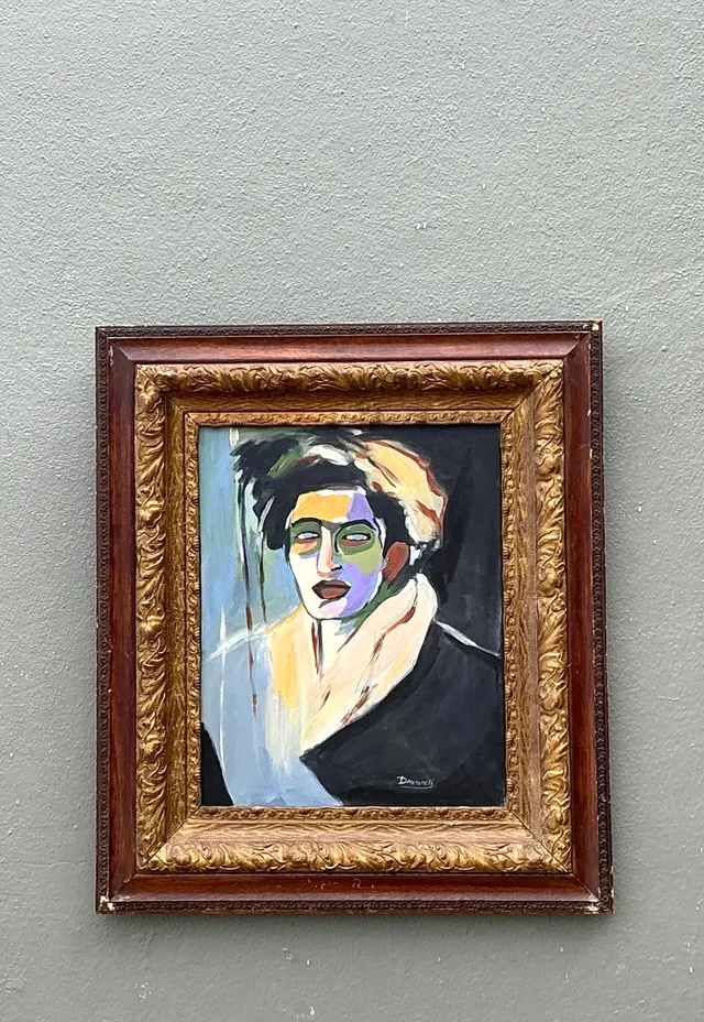 Vintage Expressionist Portrait Oil on Canvas — additional photo 7