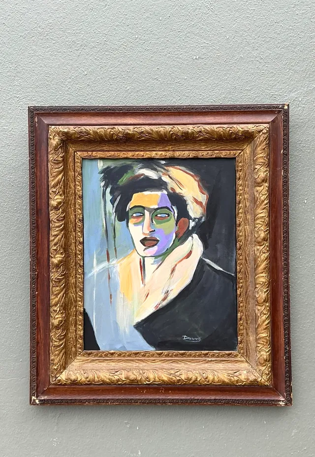 Vintage Expressionist Portrait Oil on Canvas — additional photo 2
