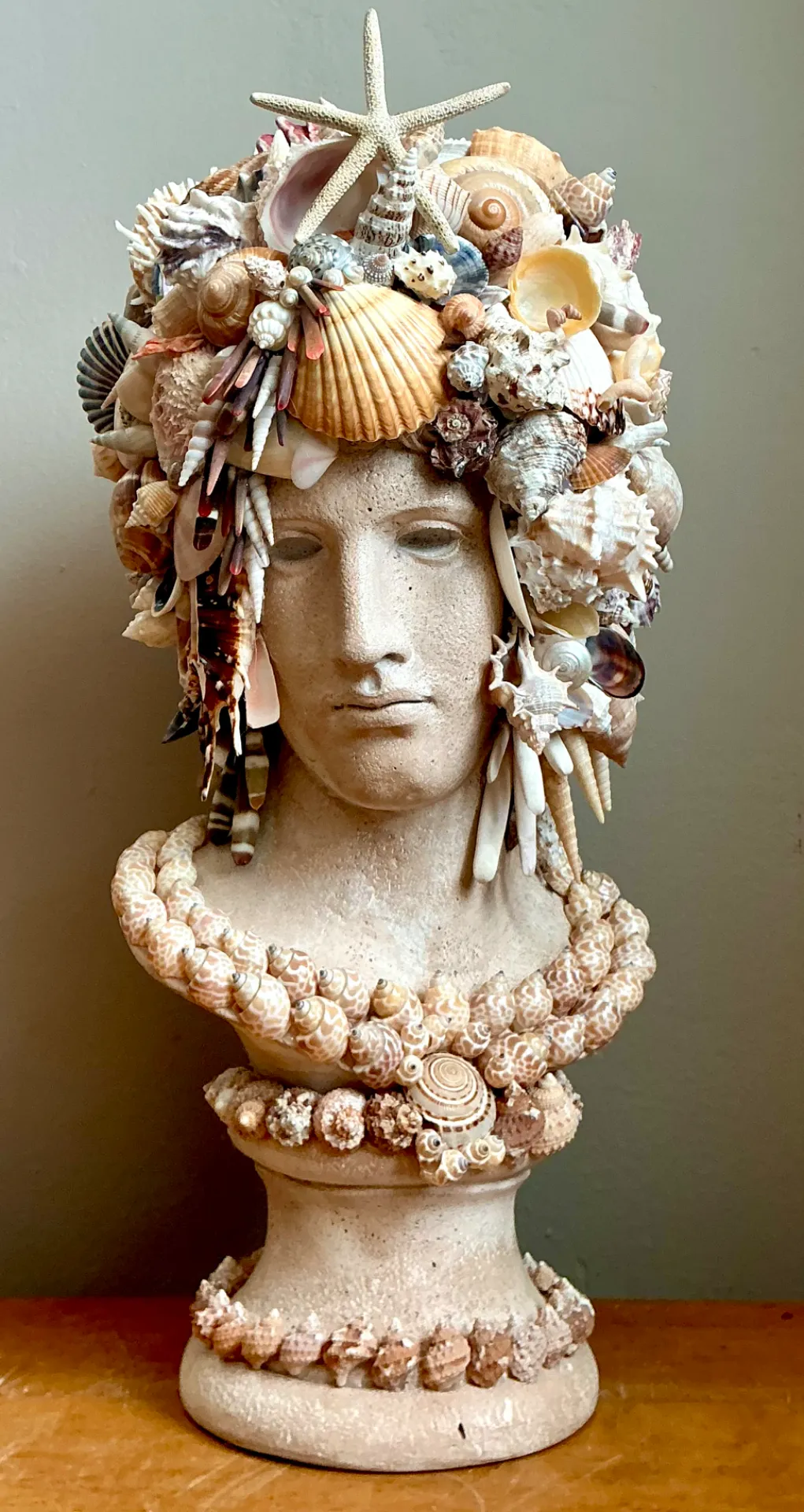 Vintage Shell Encrusted Bust Sculpture — additional photo 7