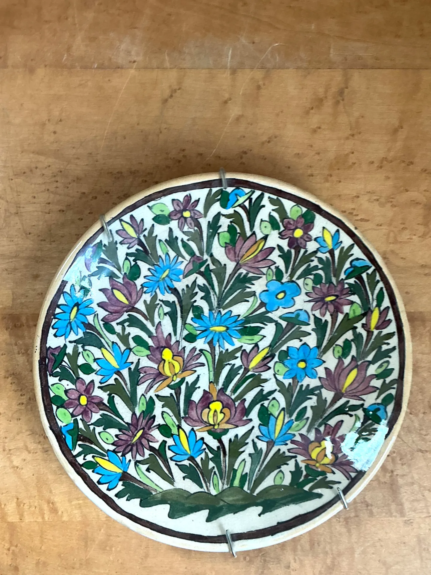 Vintage Hand-Painted Floral Ceramic Plate — additional photo 1