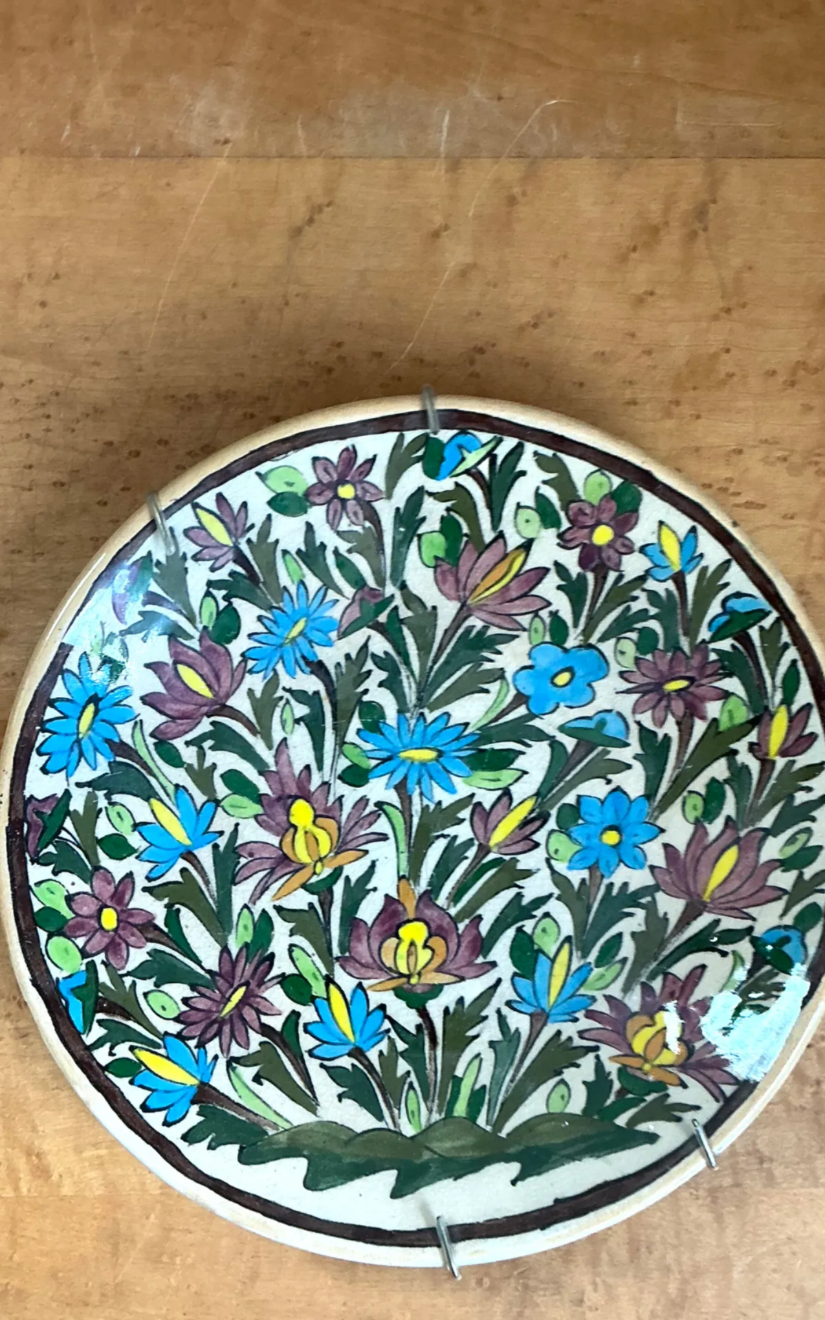 Vintage Hand-Painted Floral Ceramic Plate