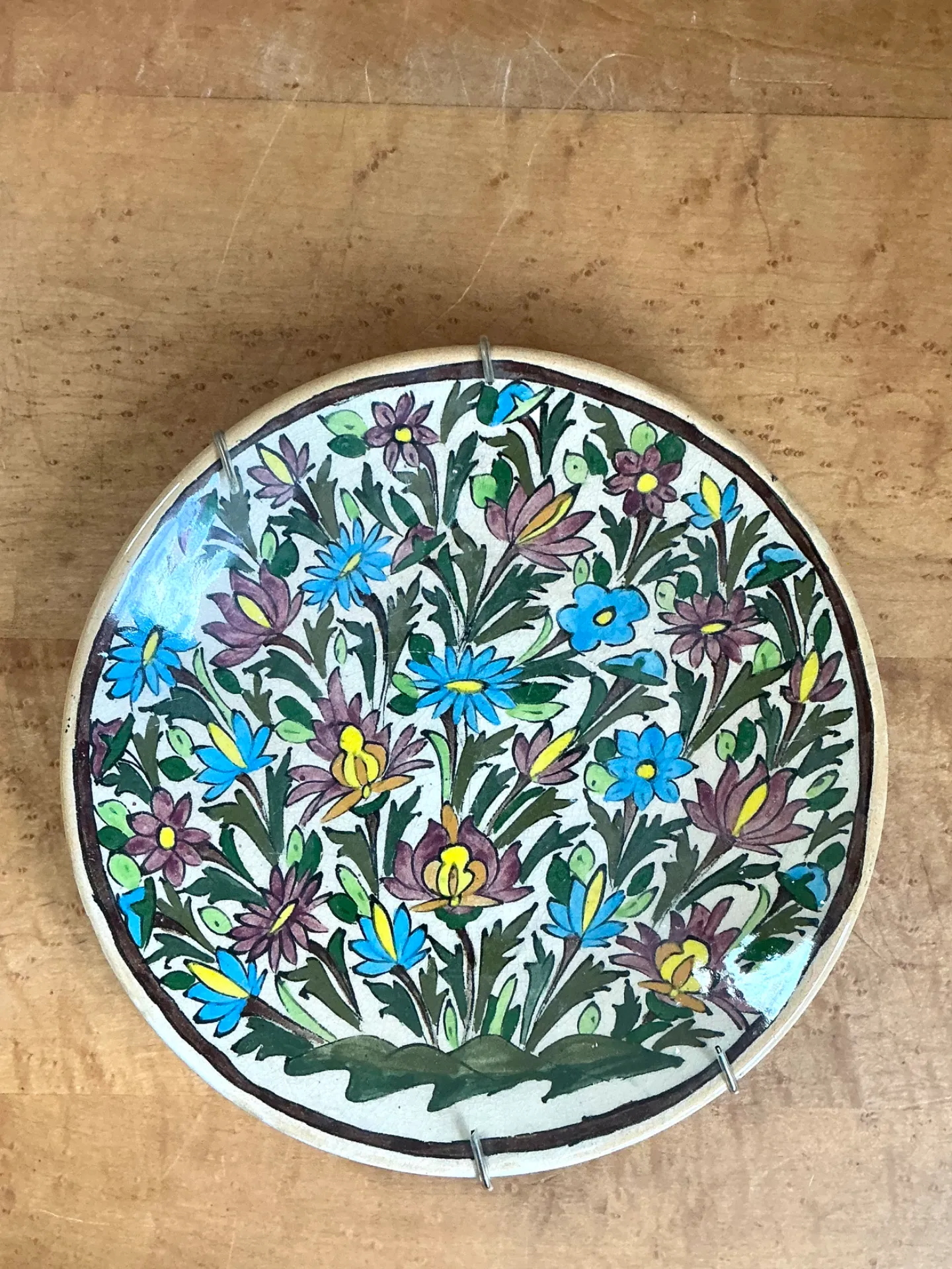 Vintage Hand-Painted Floral Ceramic Plate — additional photo 2