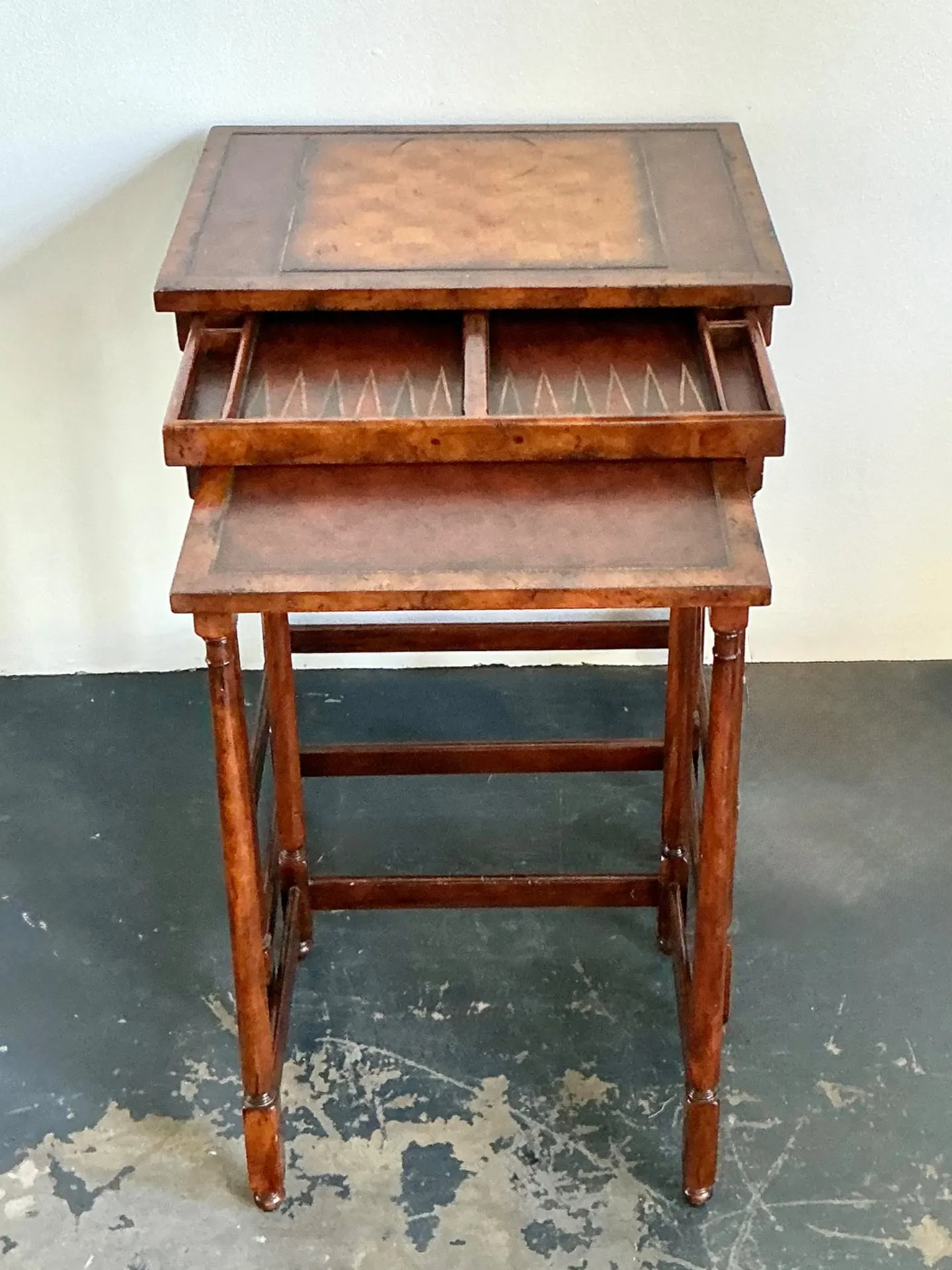 Vintage Theodore Alexander Wood Nesting Tables with Game Boards — additional photo 5