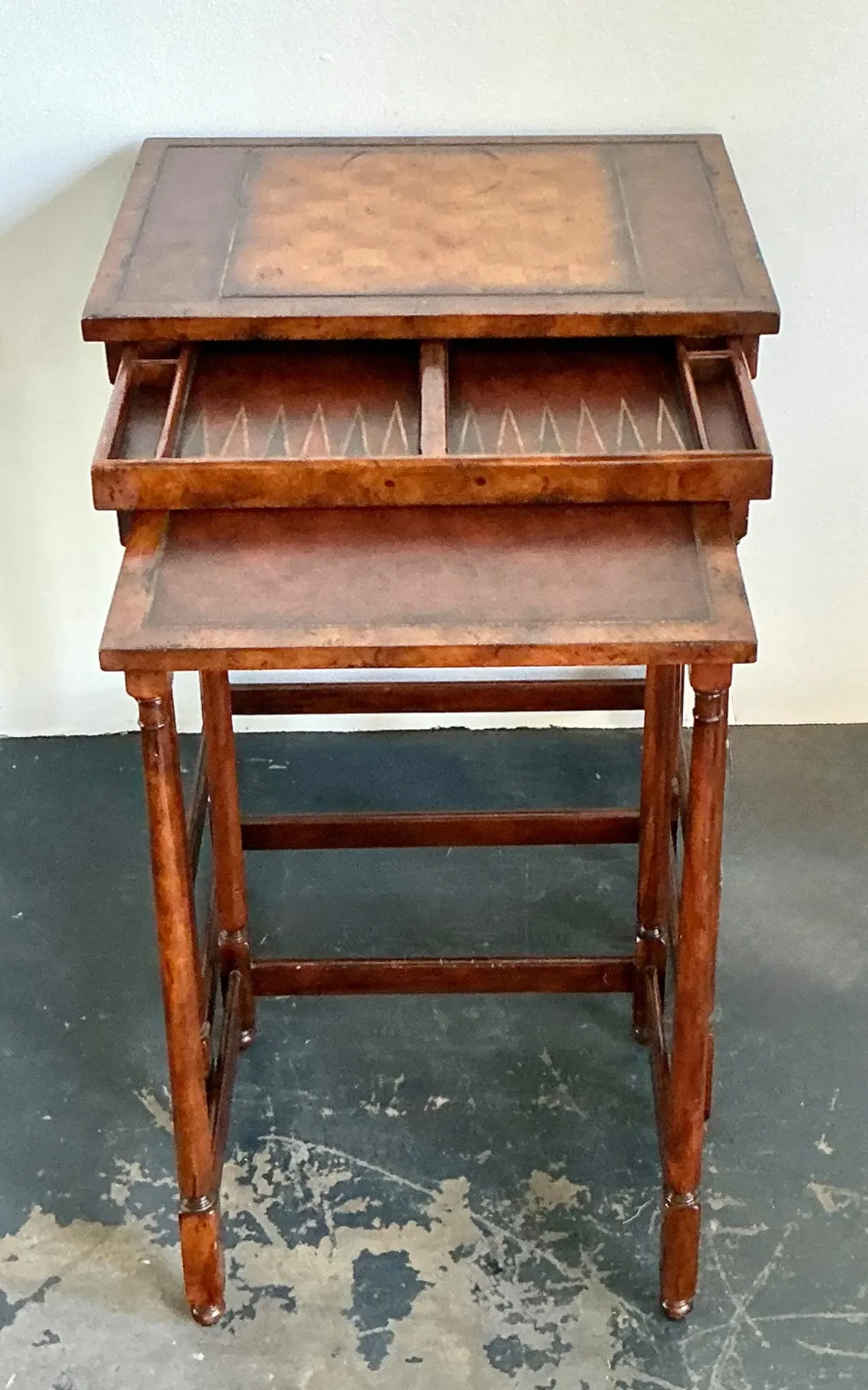 Vintage Theodore Alexander Wood Nesting Tables with Game Boards — additional photo 5