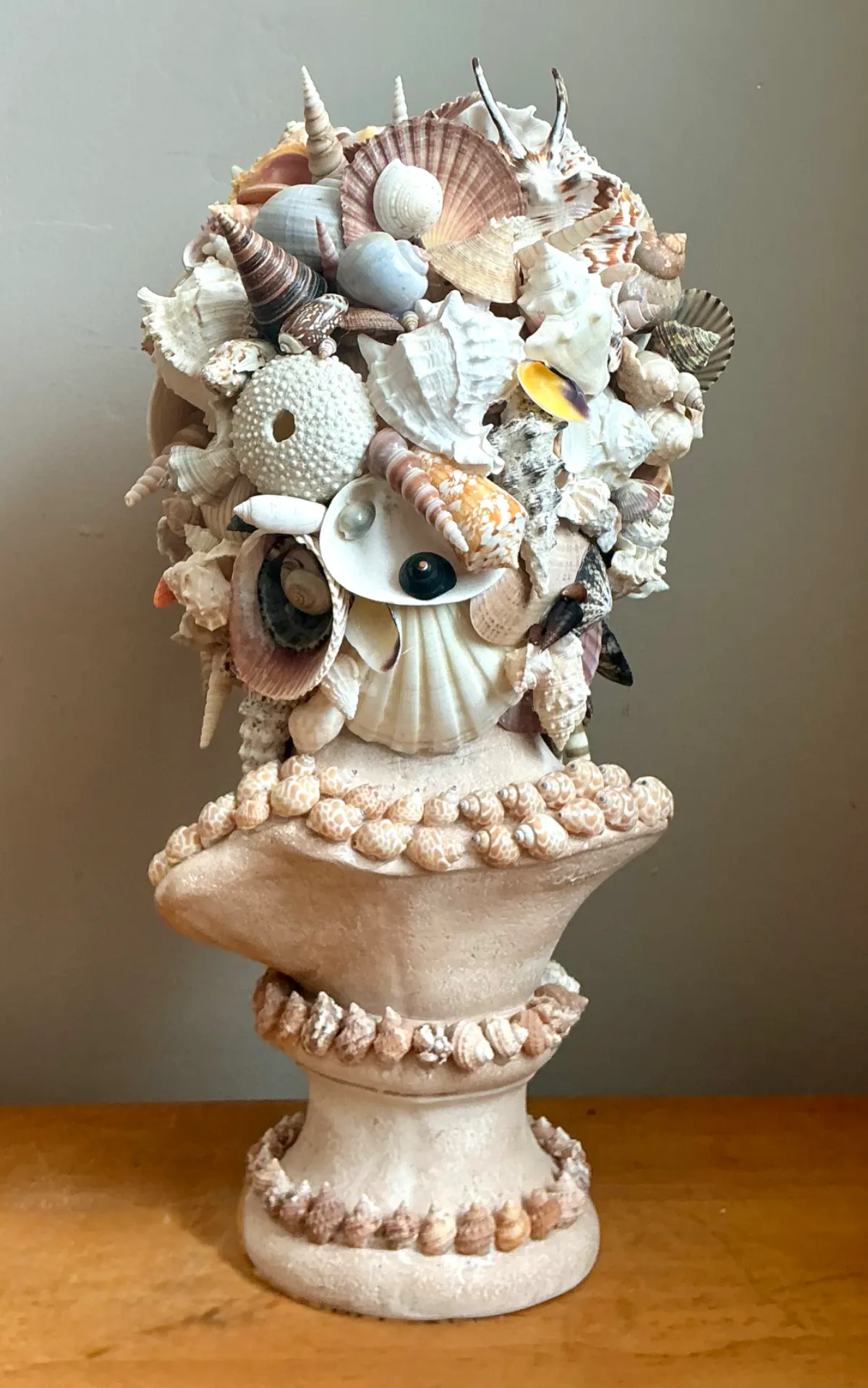 Vintage Shell Encrusted Bust Sculpture — additional photo 8