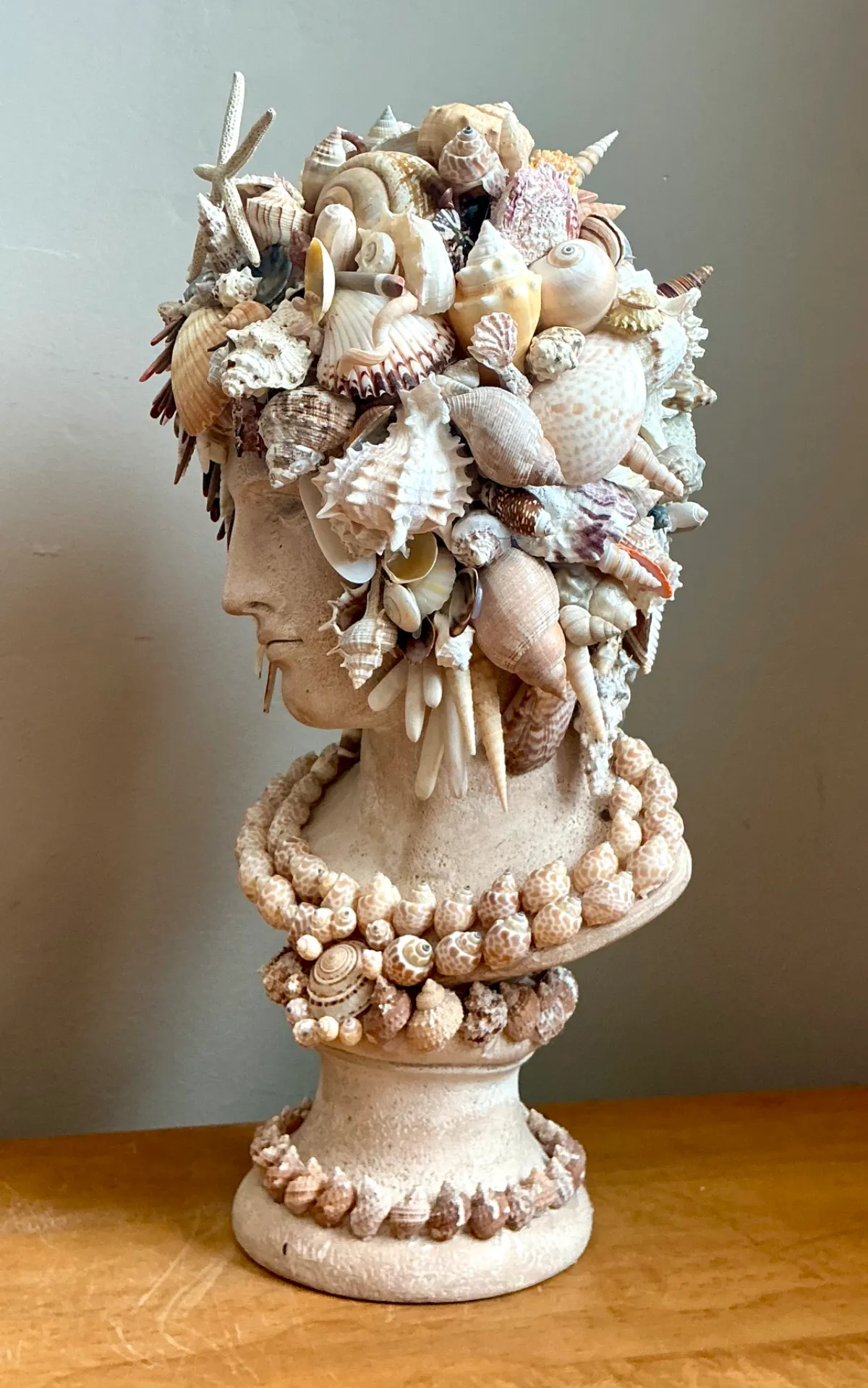 Vintage Shell Encrusted Bust Sculpture — additional photo 2