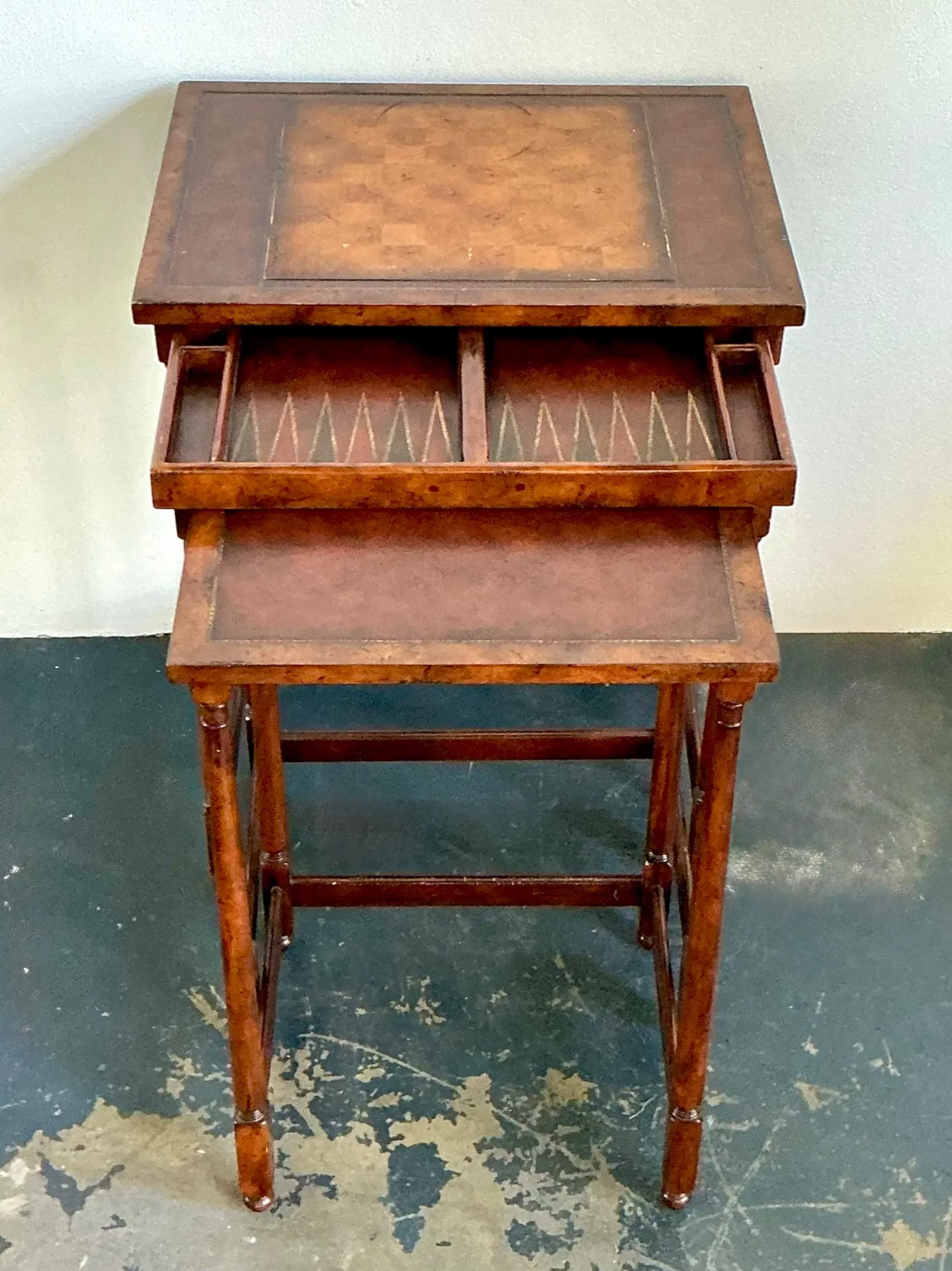 Vintage Theodore Alexander Wood Nesting Tables with Game Boards — additional photo 4