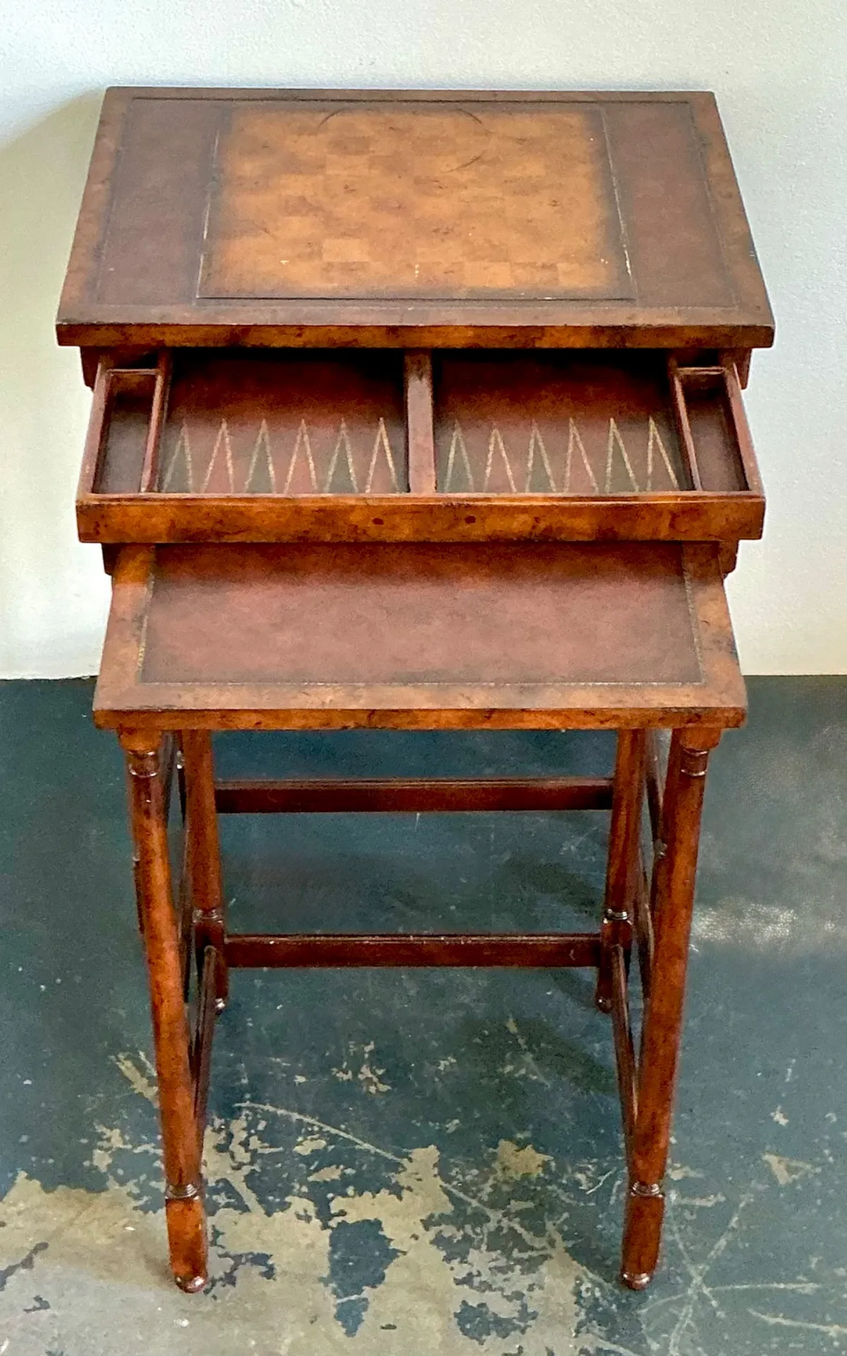 Vintage Theodore Alexander Wood Nesting Tables with Game Boards — additional photo 4