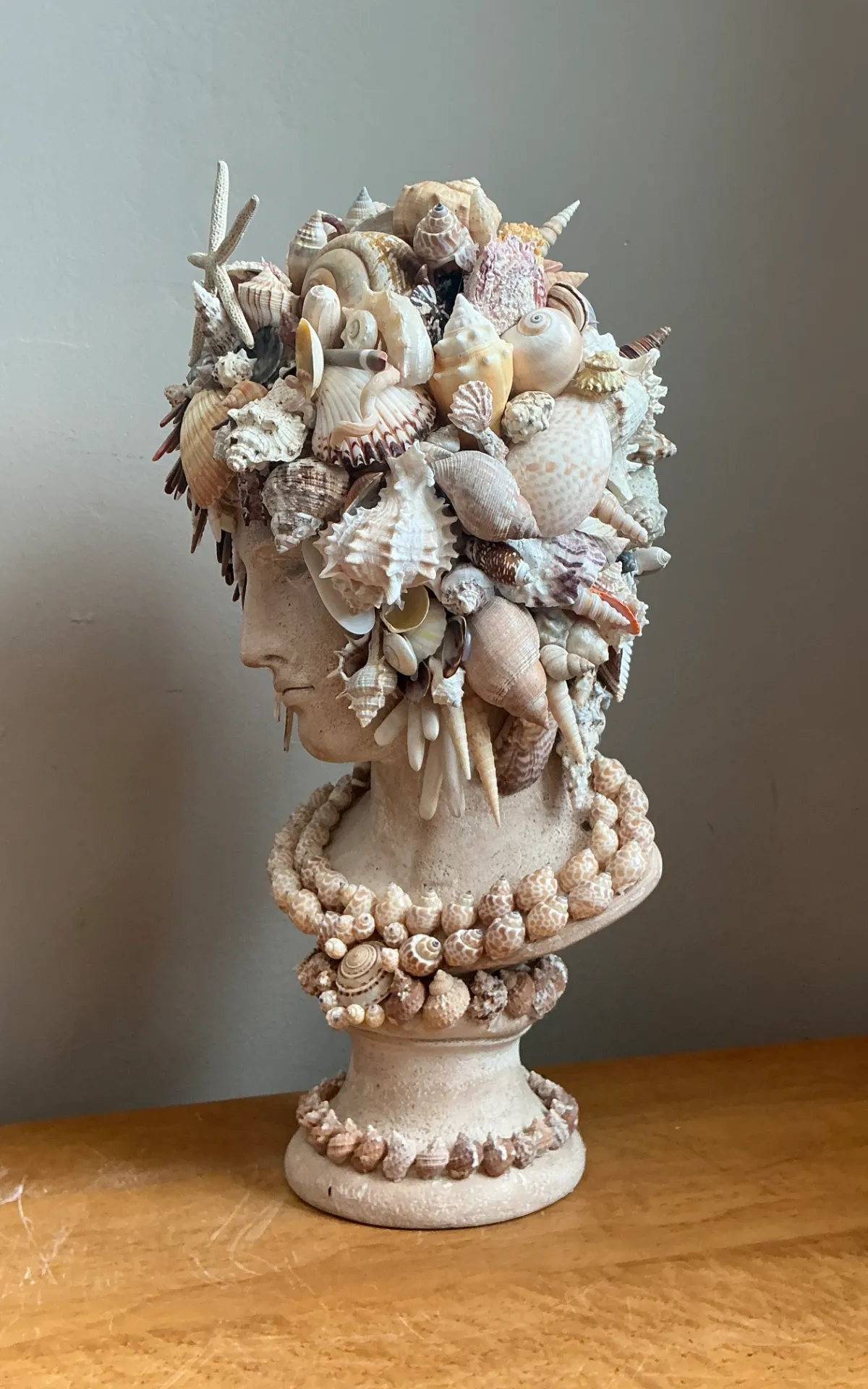 Vintage Shell Encrusted Bust Sculpture — additional photo 4