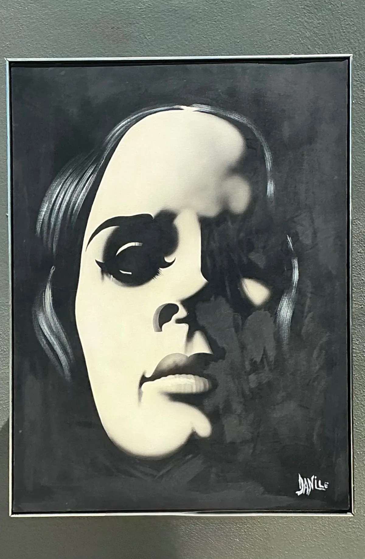 Vintage Monumental Monochromatic Portrait Oil On Canvas — additional photo 5