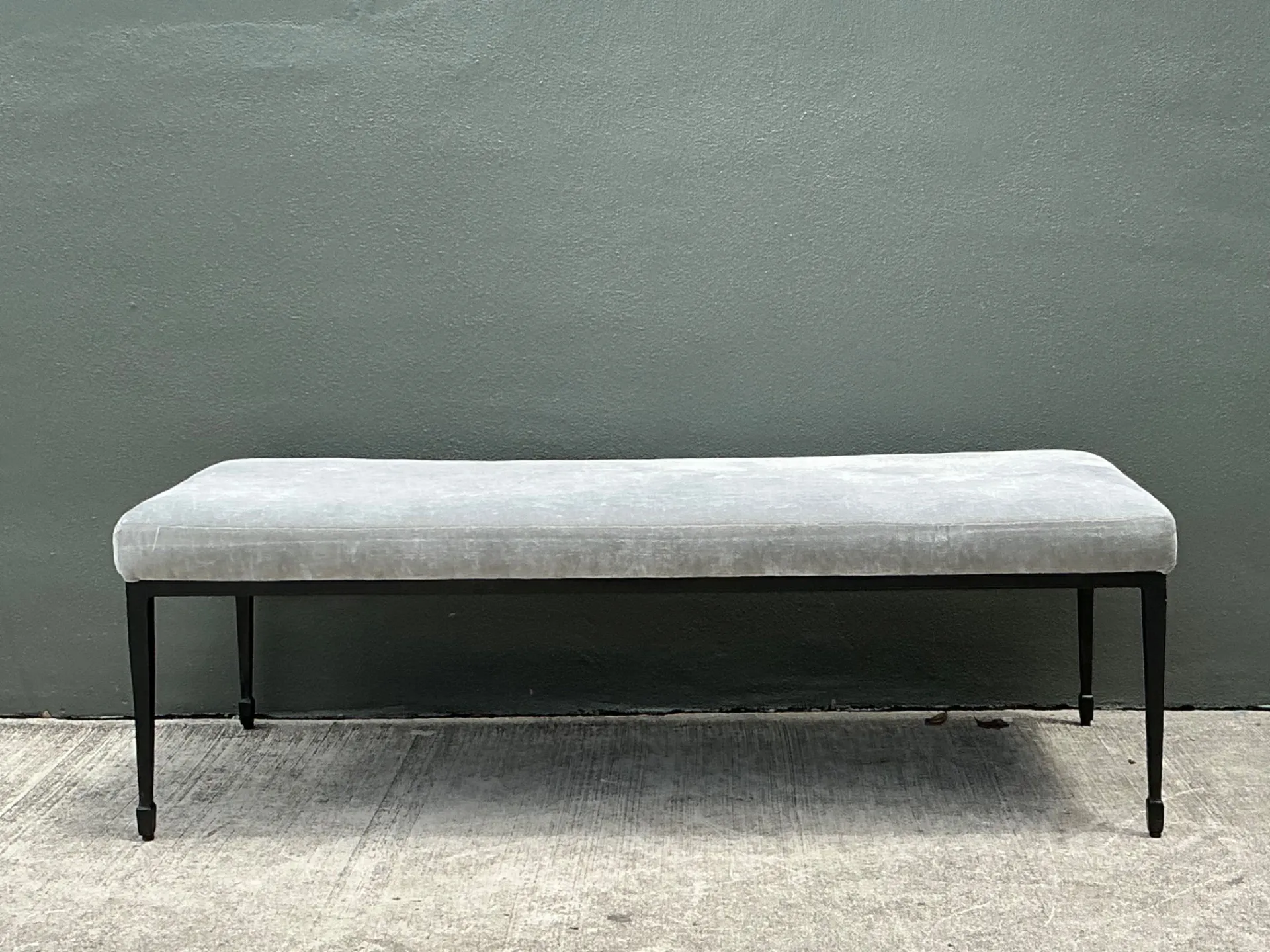 Vintage Bernhardt Upholstered Metal Frame Bench — additional photo 8