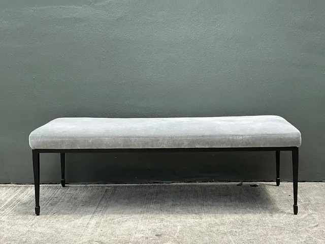 Vintage Bernhardt Upholstered Metal Frame Bench — additional photo 8