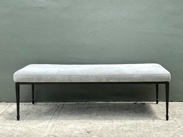 Vintage Bernhardt Upholstered Metal Frame Bench — additional photo 6