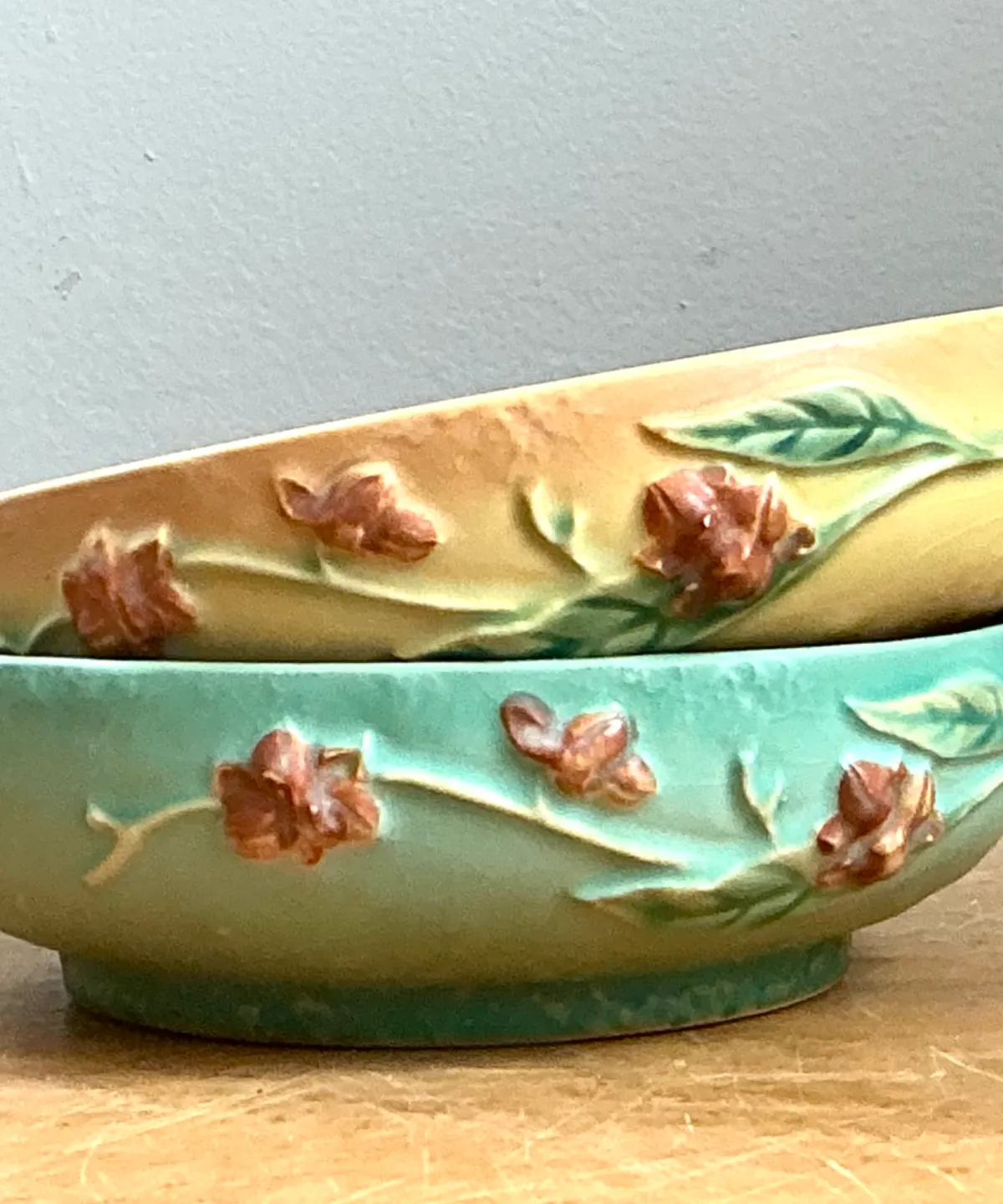 Vintage Roseville “Bittersweet” Floral Ceramic Bowls - Pair — additional photo 8