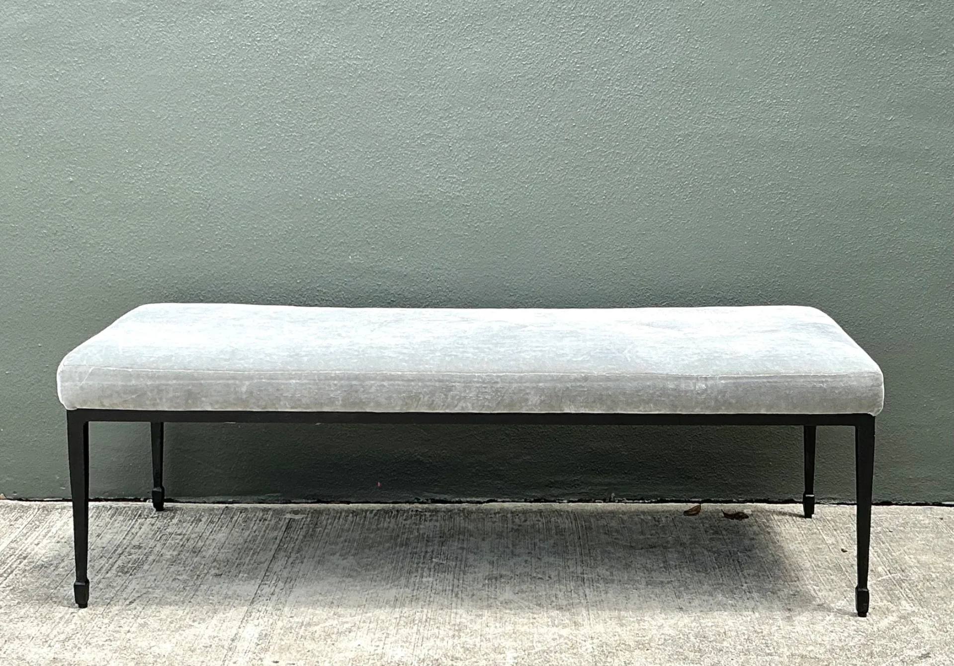 Vintage Bernhardt Upholstered Metal Frame Bench — additional photo 4