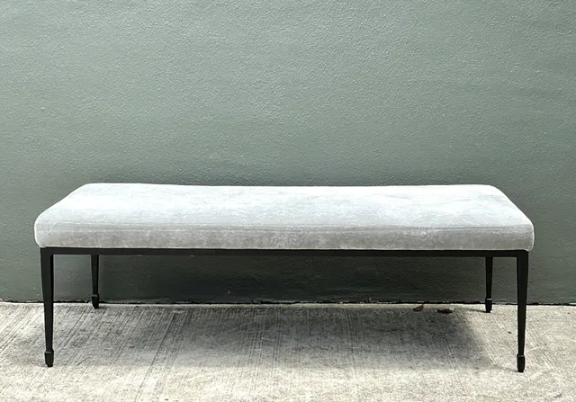 Vintage Bernhardt Upholstered Metal Frame Bench — additional photo 4