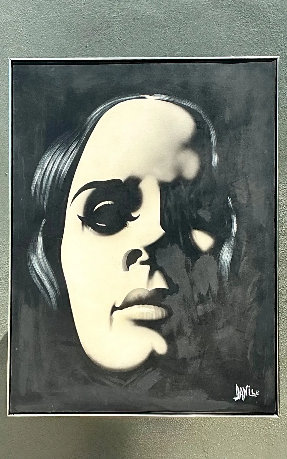 Vintage Monumental Monochromatic Portrait Oil On Canvas — additional photo 2
