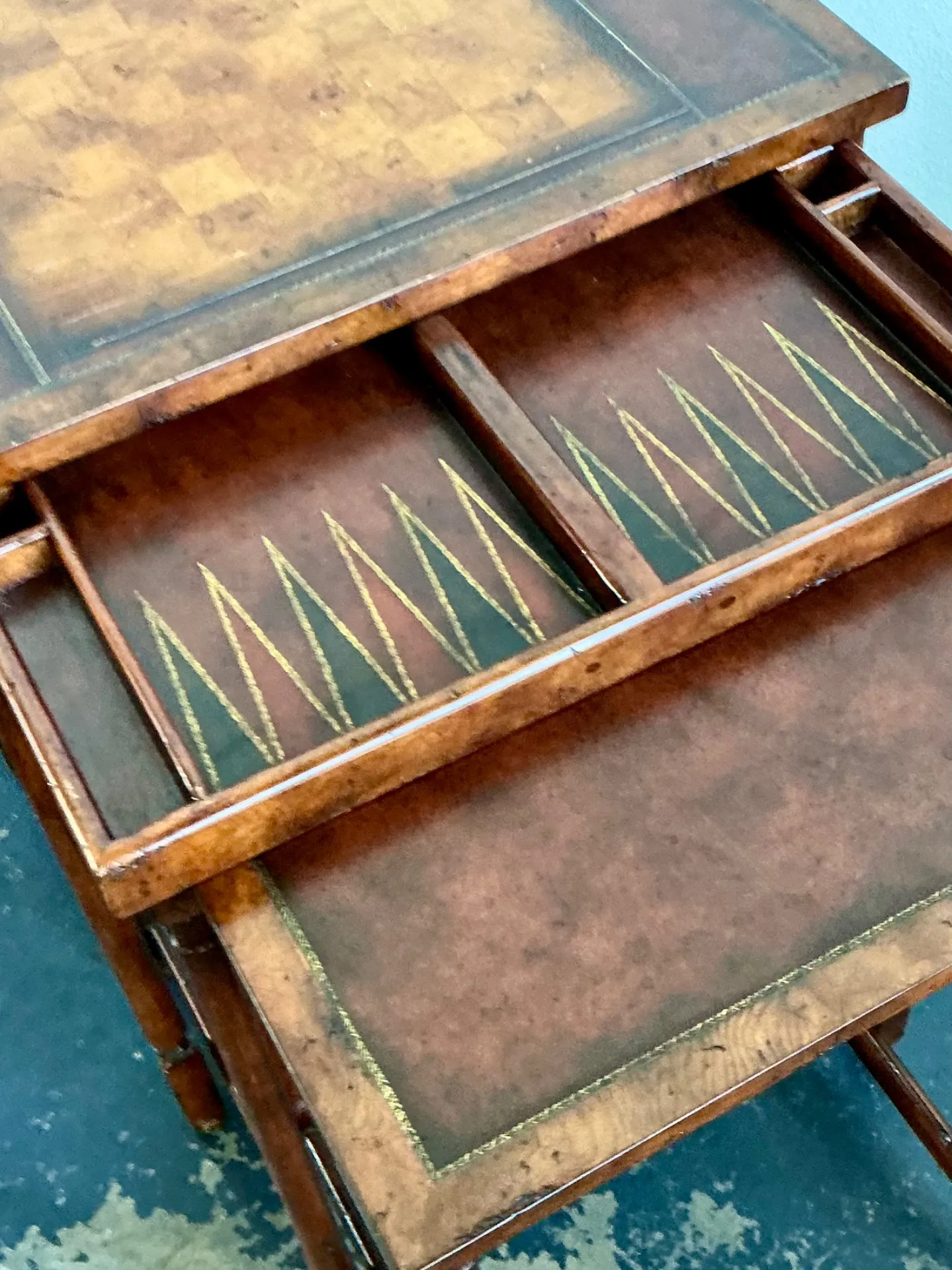 Vintage Theodore Alexander Wood Nesting Tables with Game Boards — additional photo 8