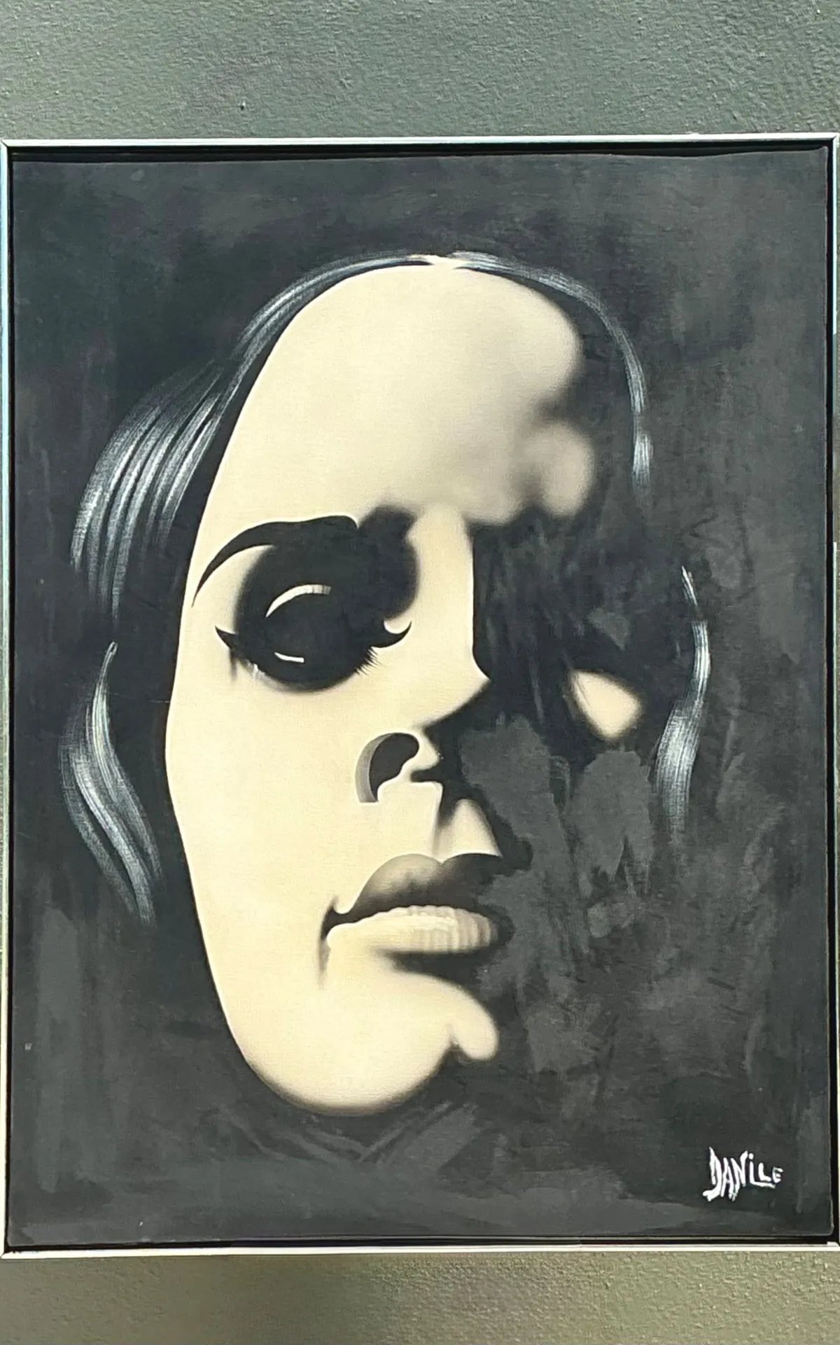 Vintage Monumental Monochromatic Portrait Oil On Canvas — additional photo 3