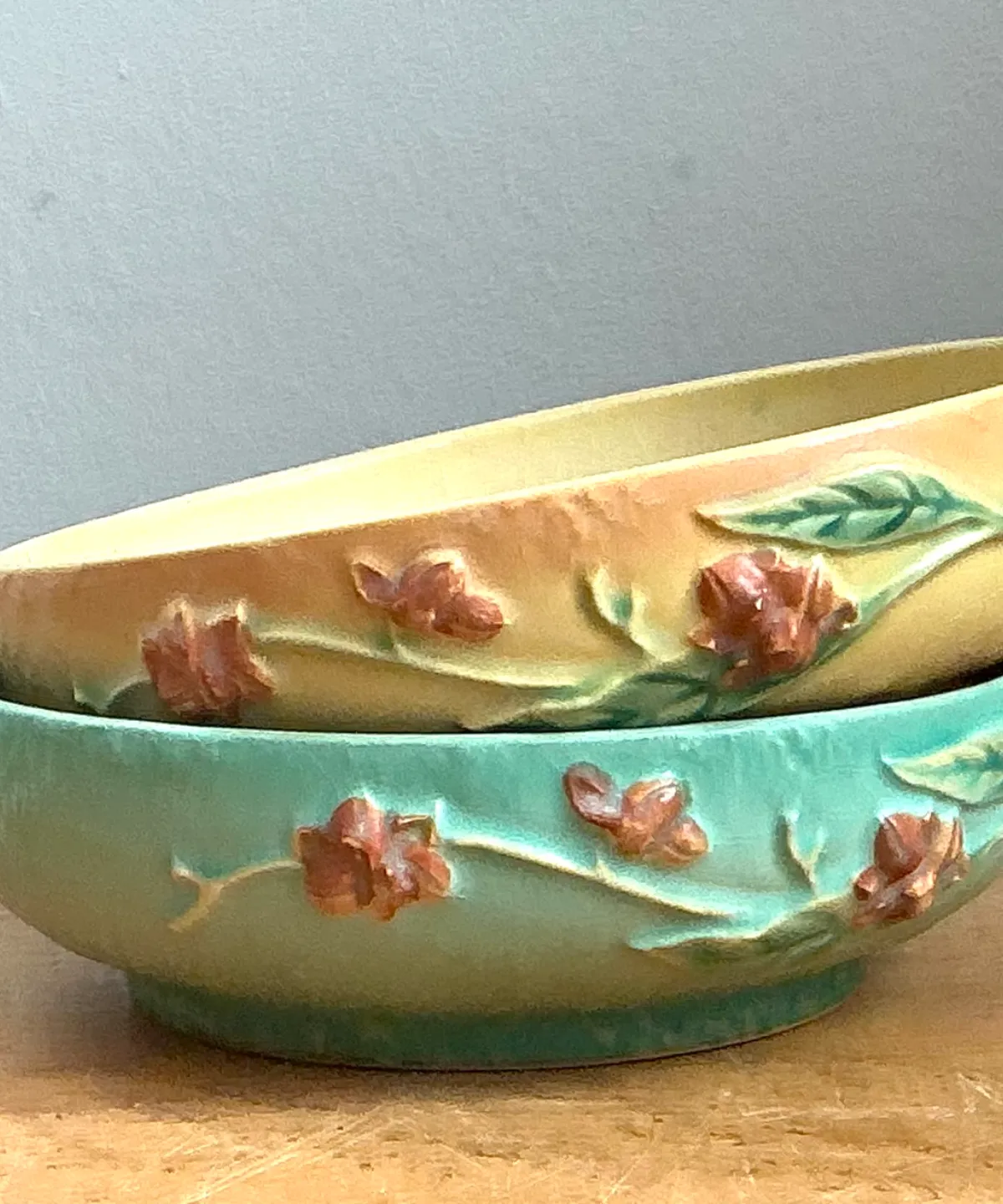 Vintage Roseville “Bittersweet” Floral Ceramic Bowls - Pair — additional photo 4