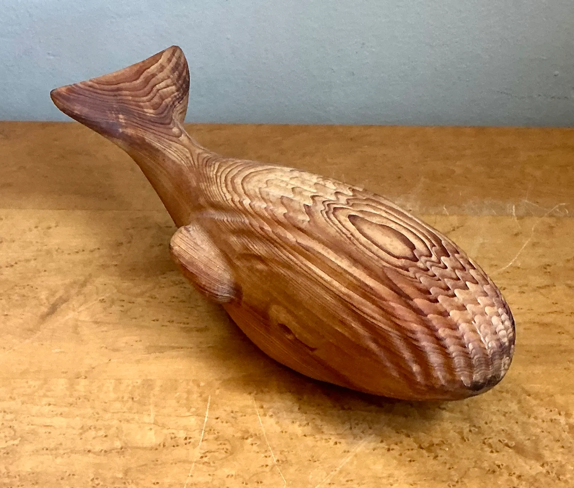 Vintage Carved Wood Whale Sculpture — additional photo 3