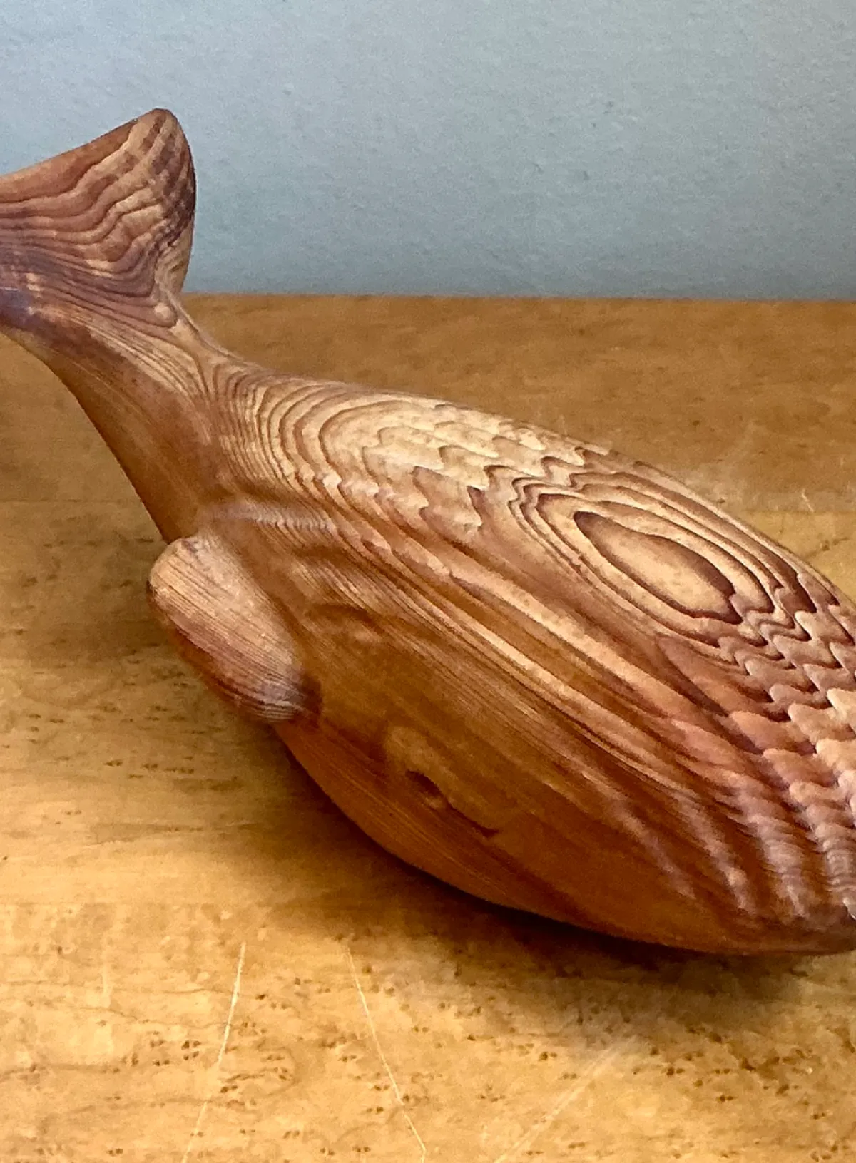 Vintage Carved Wood Whale Sculpture — additional photo 3
