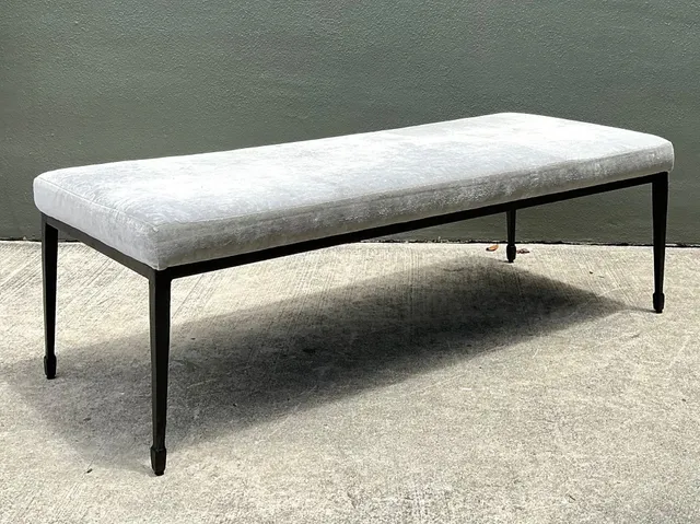 Vintage Bernhardt Upholstered Metal Frame Bench — additional photo 3