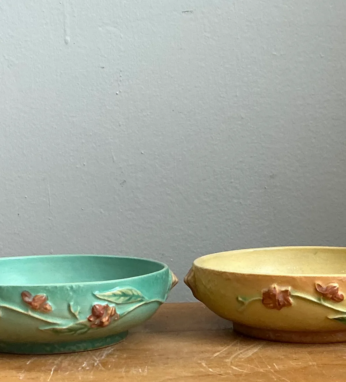 Vintage Roseville “Bittersweet” Floral Ceramic Bowls - Pair