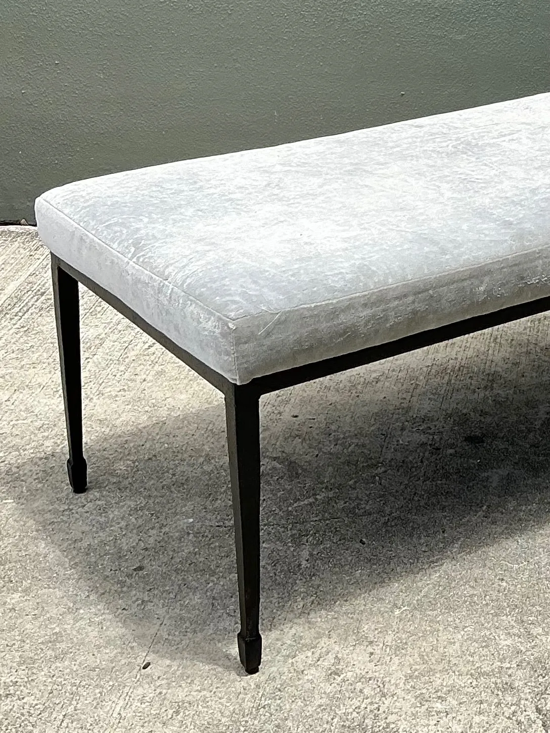 Vintage Bernhardt Upholstered Metal Frame Bench — additional photo 7