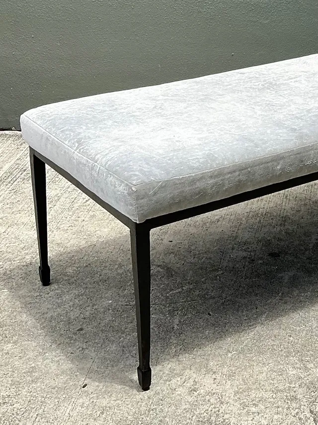 Vintage Bernhardt Upholstered Metal Frame Bench — additional photo 7